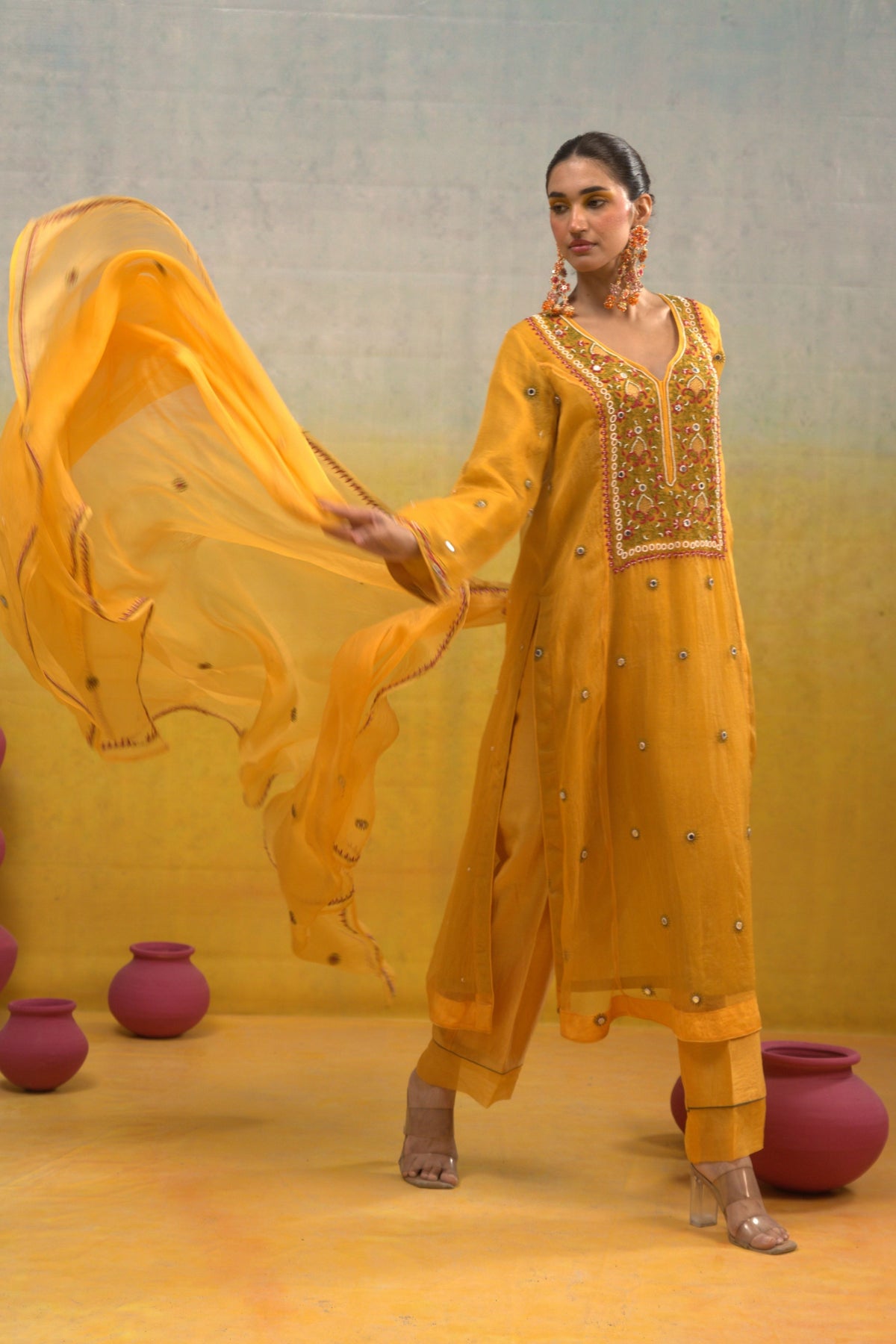 Mango Yellow Kalidar Set