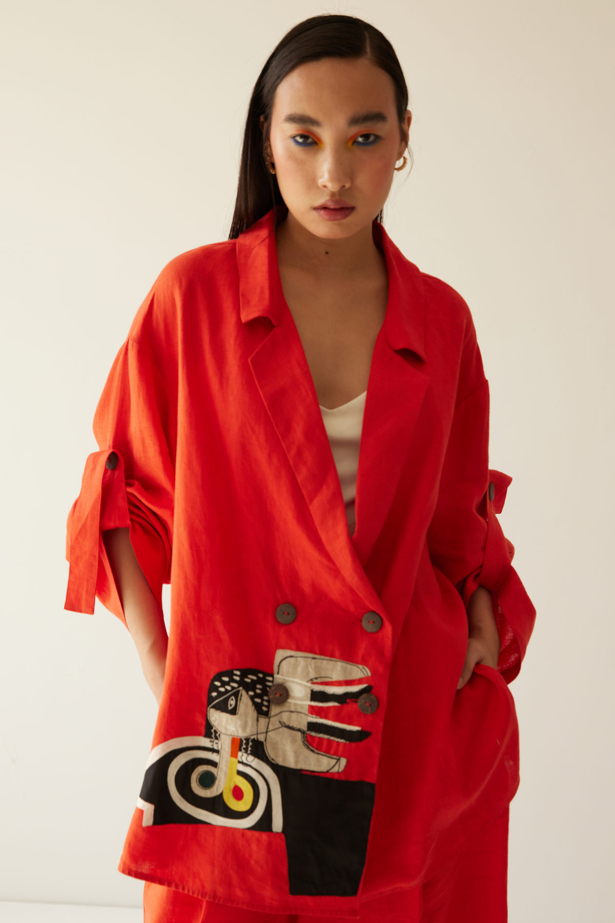 Orange Linen Oversized Co-ord Set