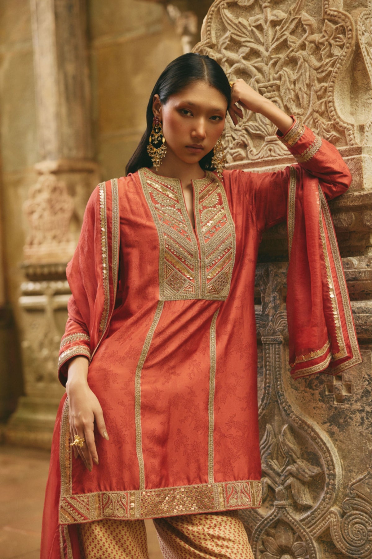 Red Short Kurta Salwar Set