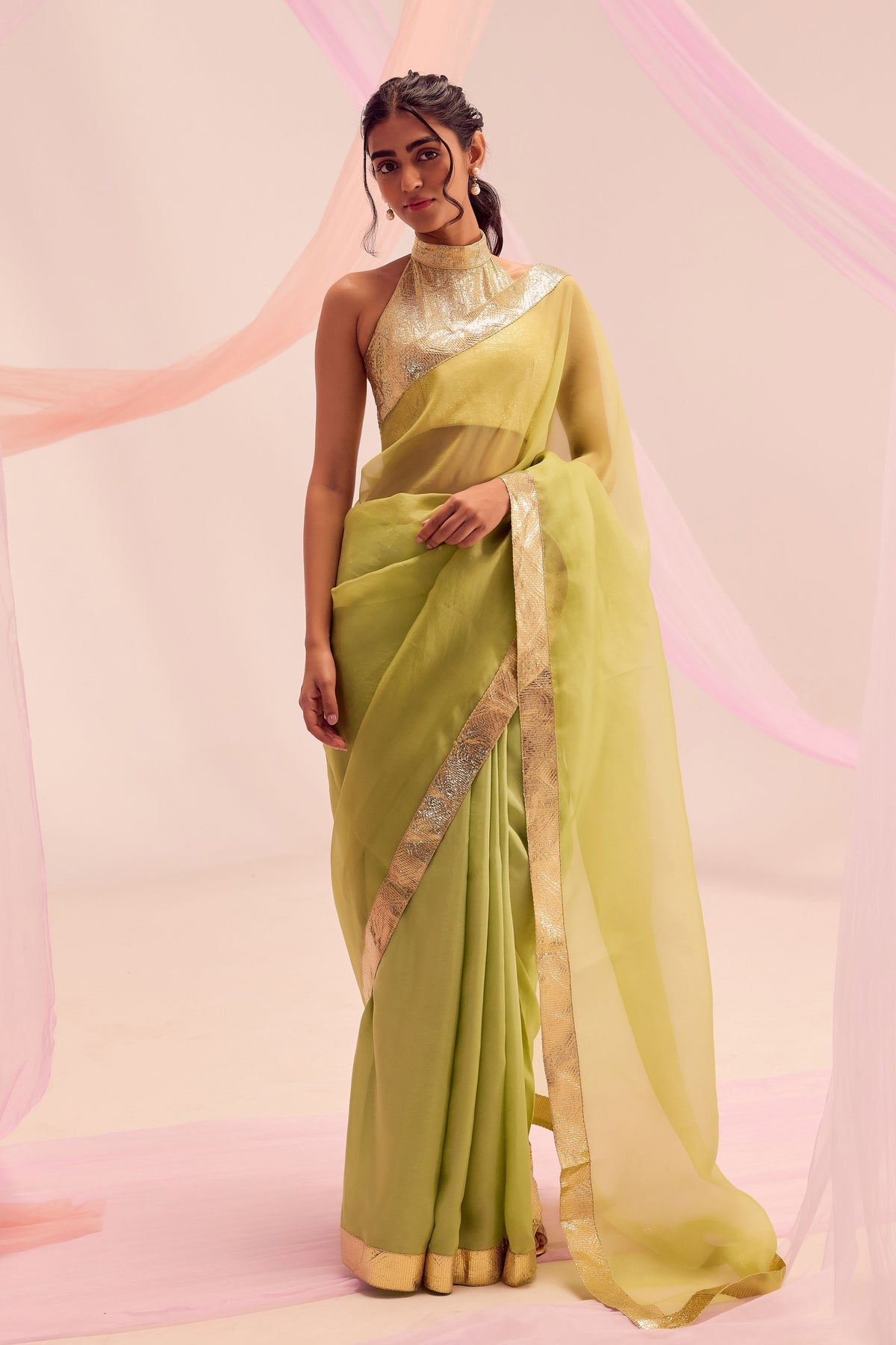 Lime Green Ira Saree