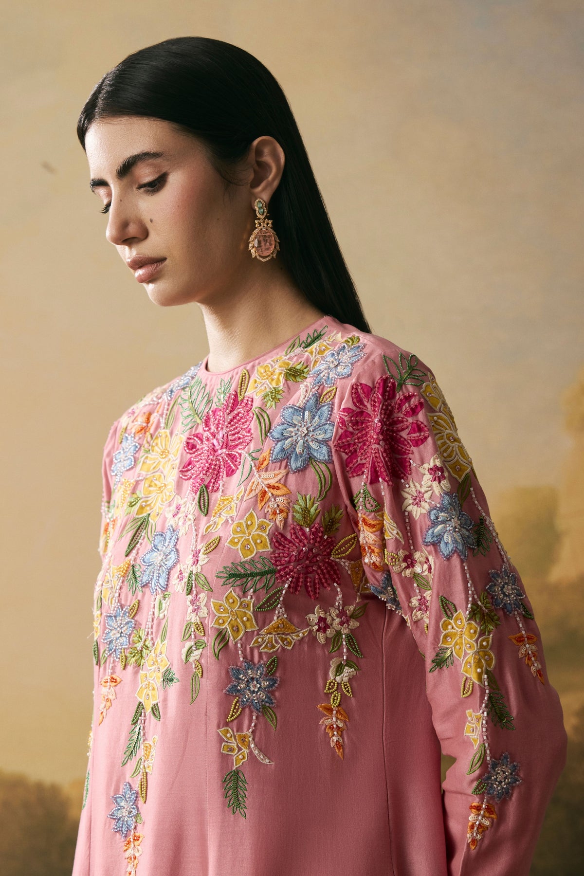 Pink Floral Kurta Set