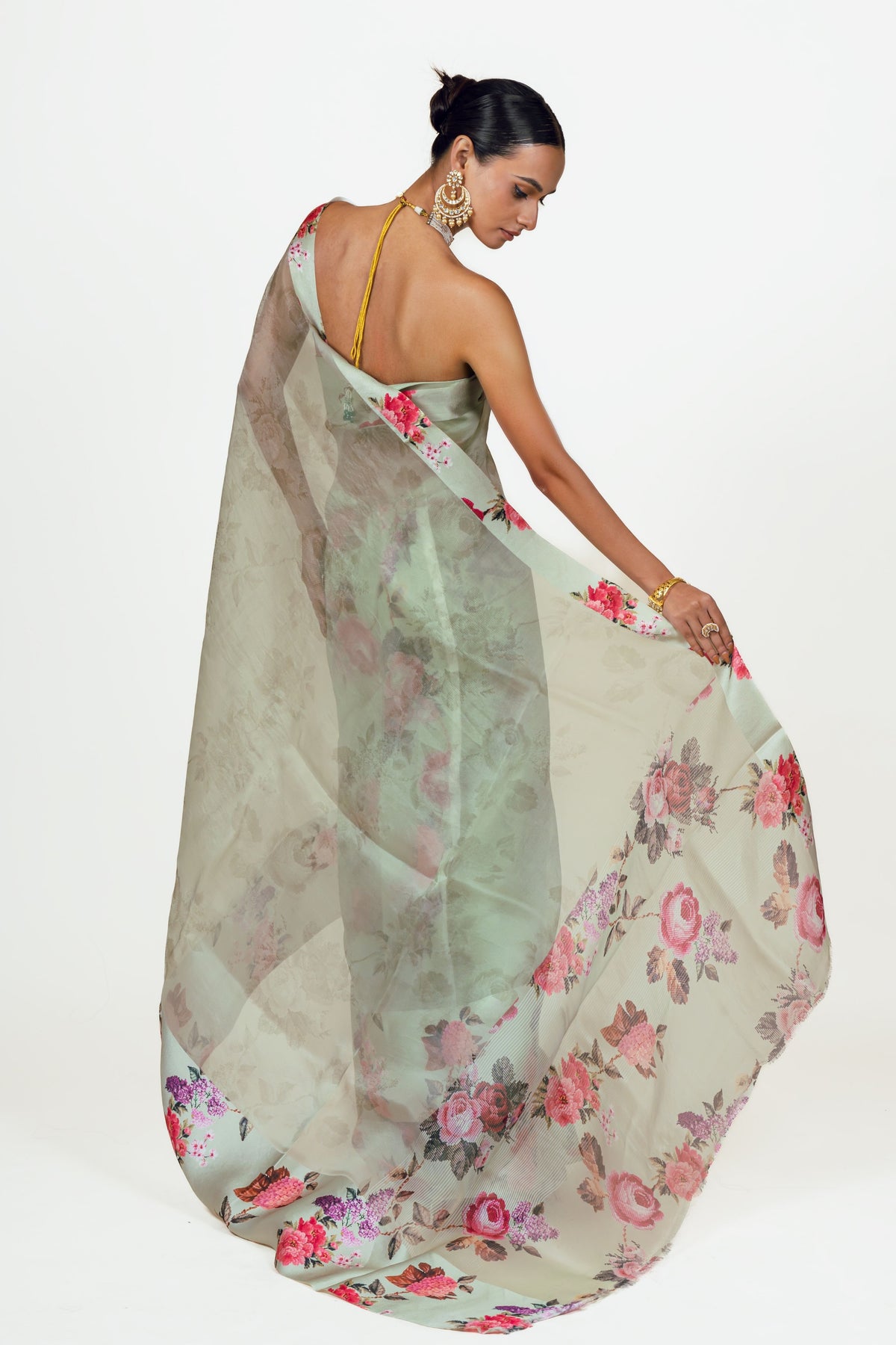 Nila Mist Green Organza Saree