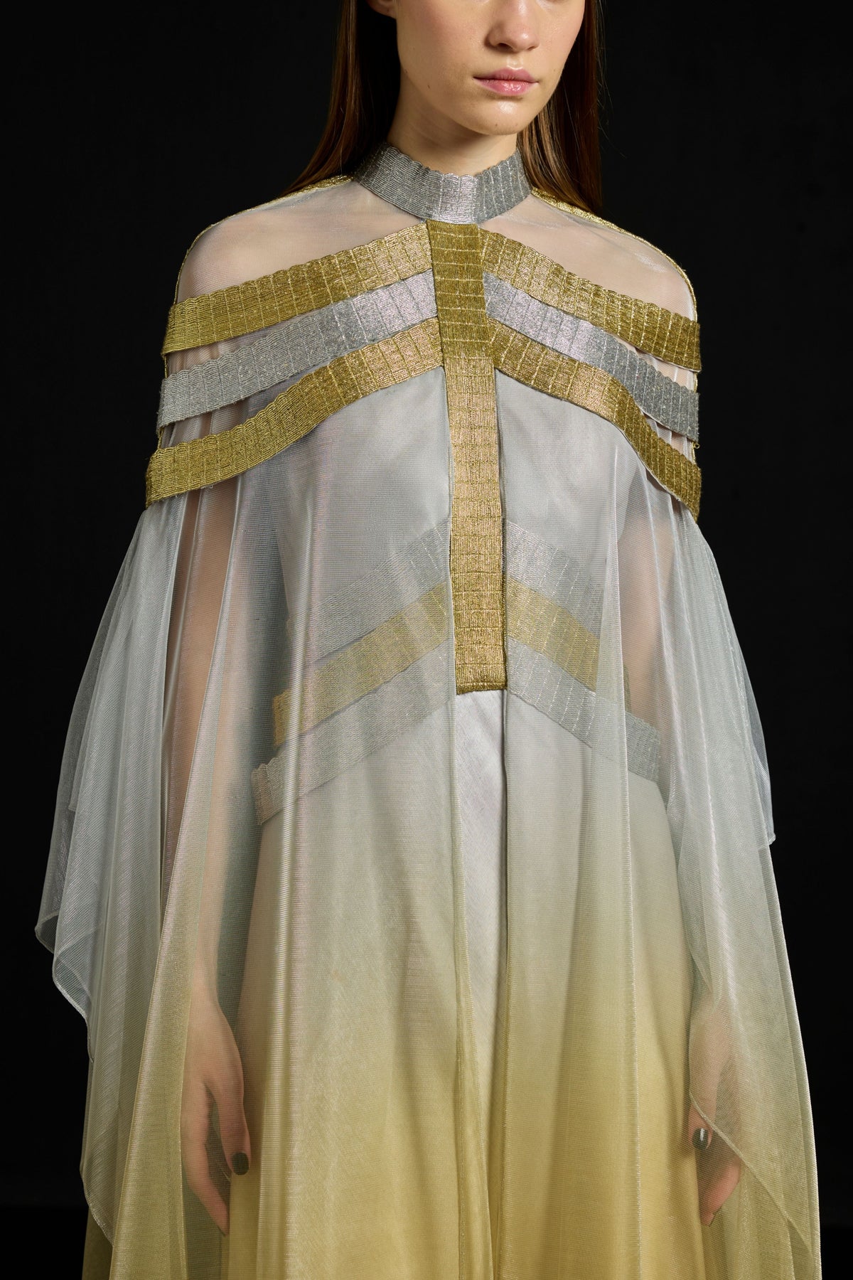 Satin Overlay Metallic Dress