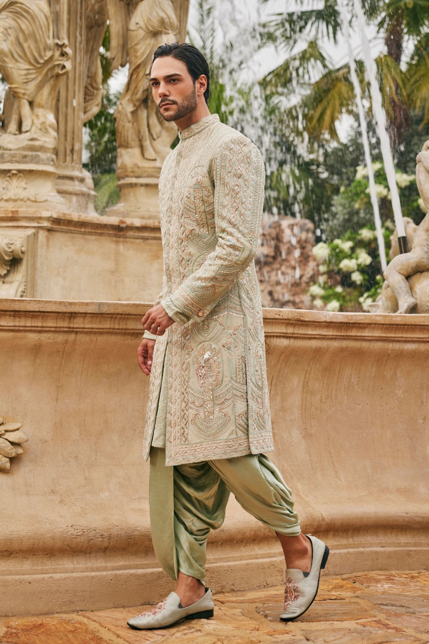 Sage Siam Sherwani Set - Jigar & Nikita Menswear - Elahe