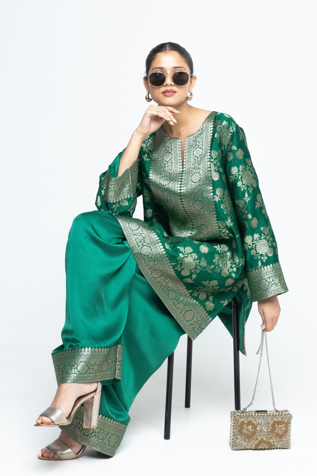 Gul Floral Green Tunic Set