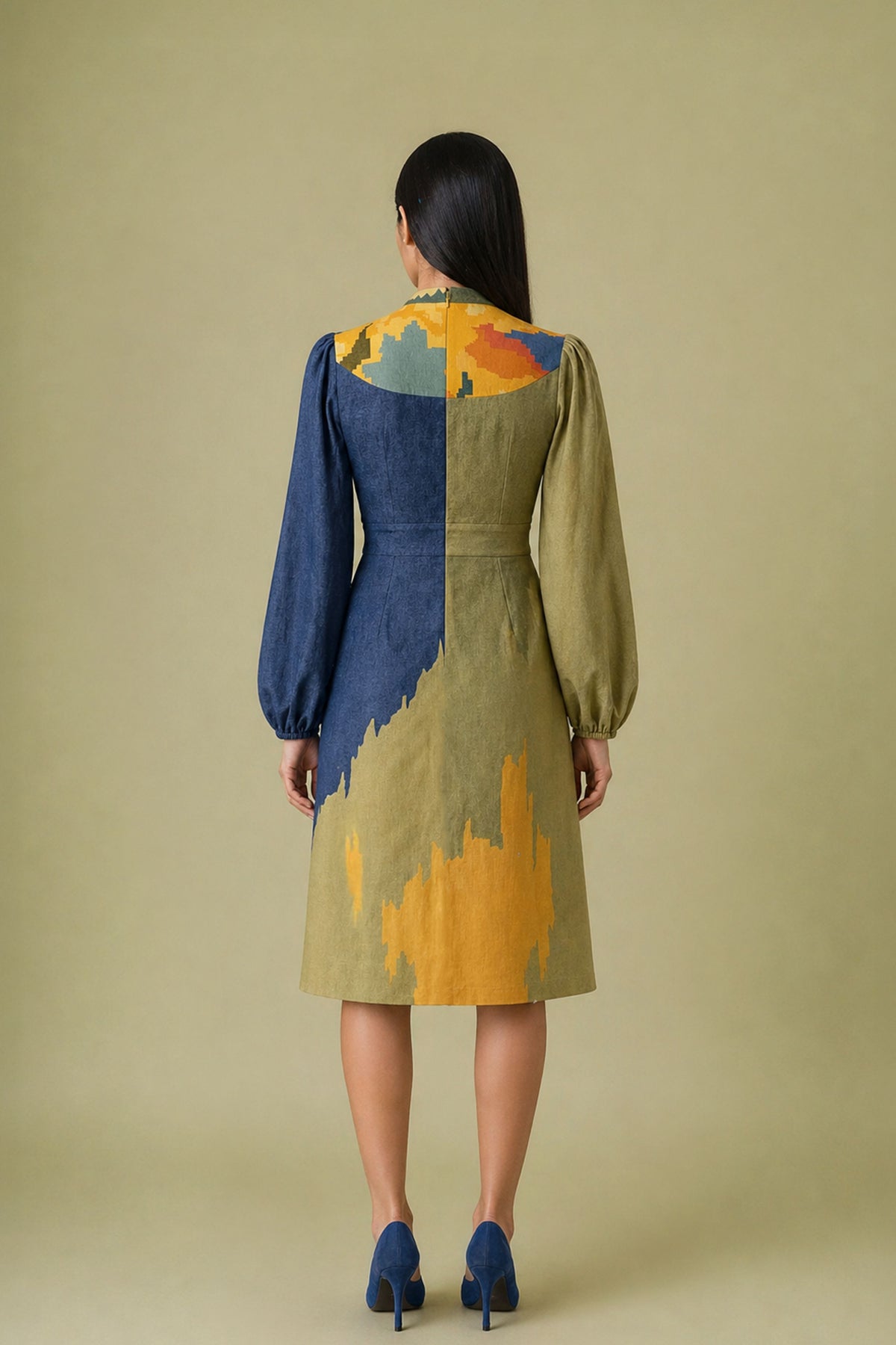Ikat Cutwork Fitted Dress