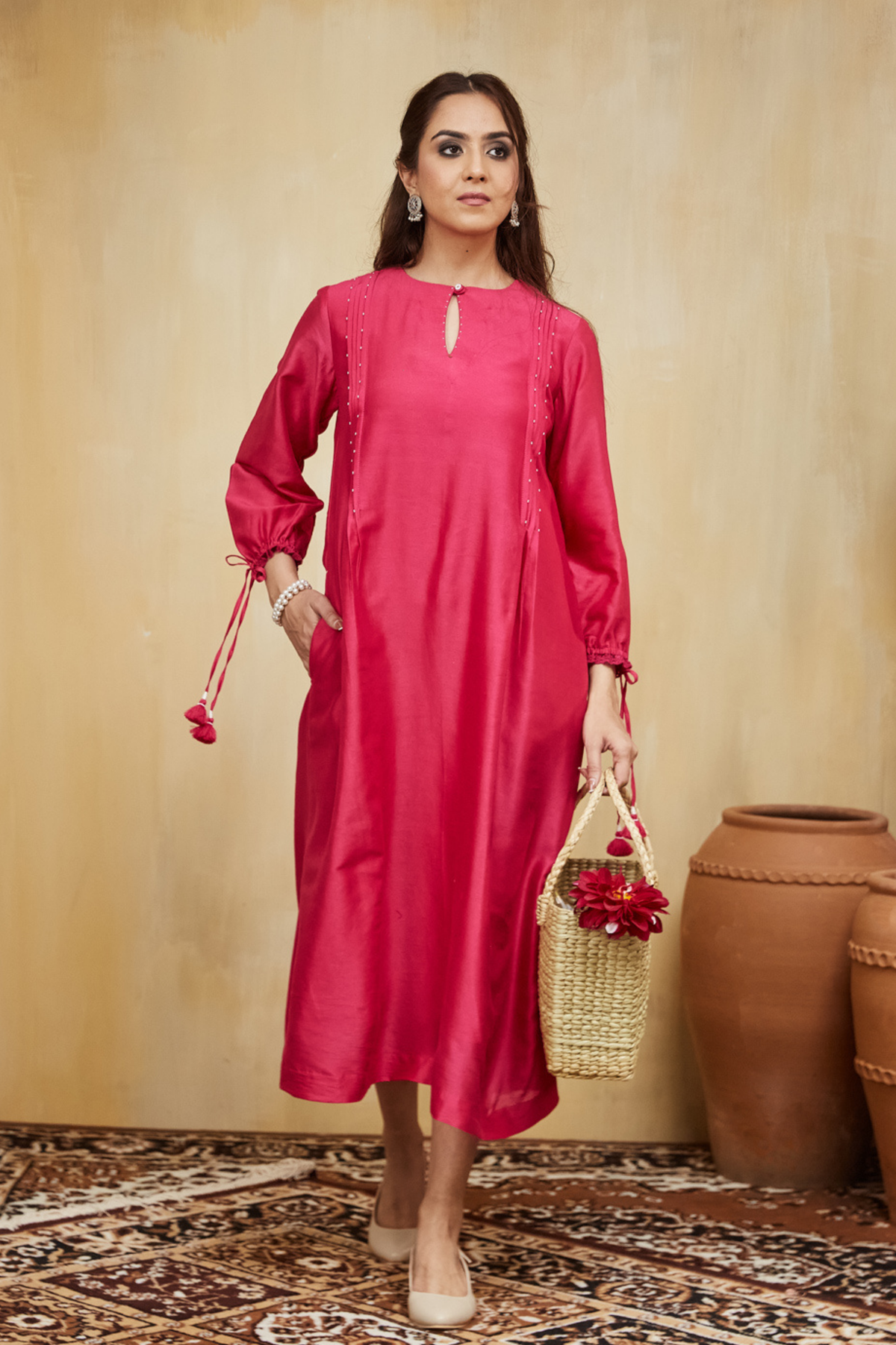 Pink Chanderi Aisha Dress