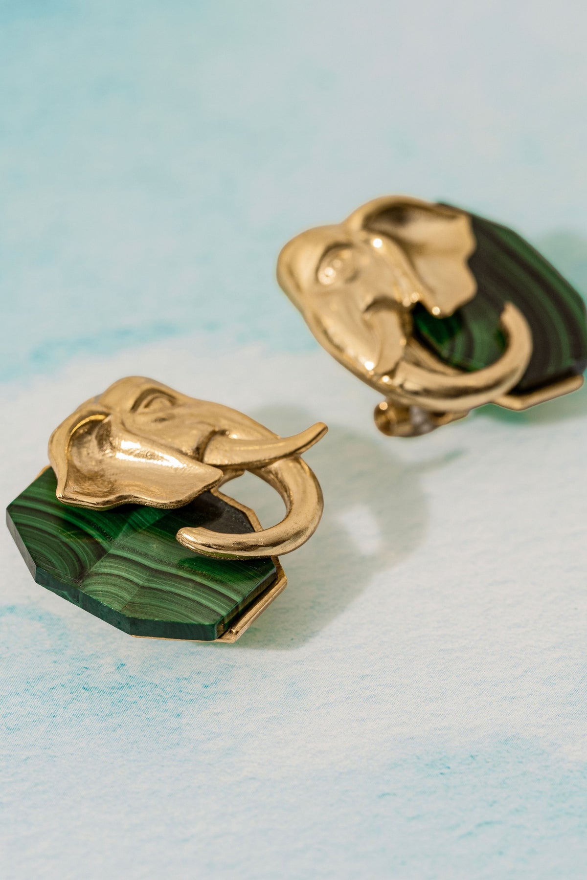 Ele Malachite Studs Gold