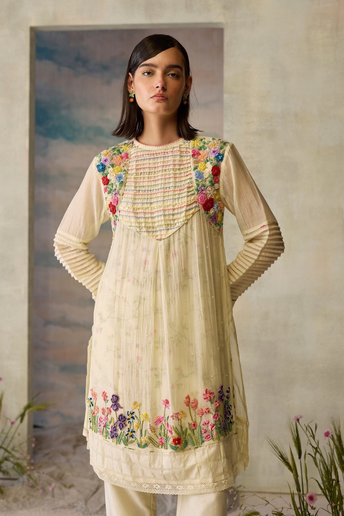 Moonlight Floral Beaded Kurta