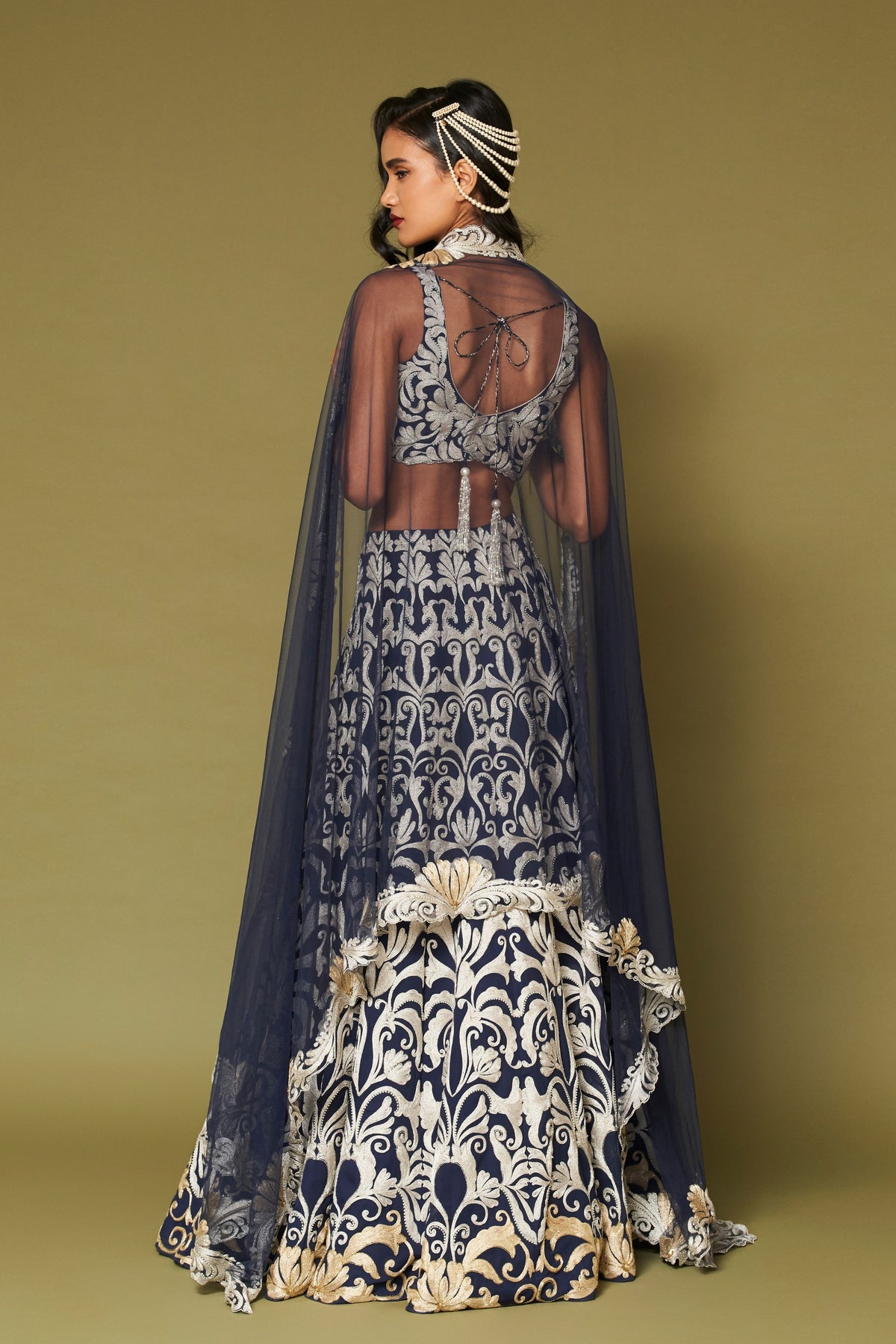 Midnight Embroidered Georgette Lehenga Set