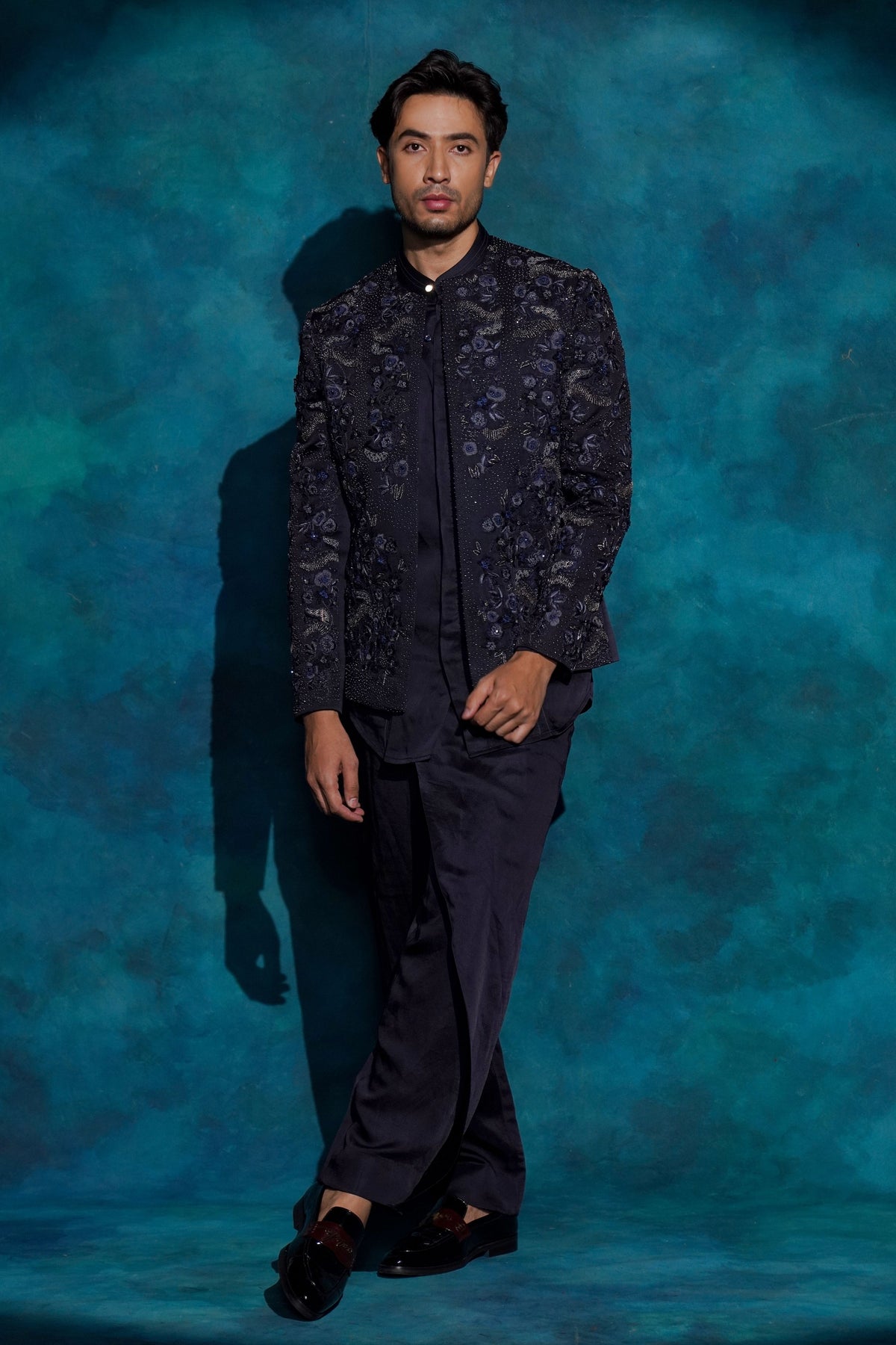Midnight Blue Floral Jacket Set