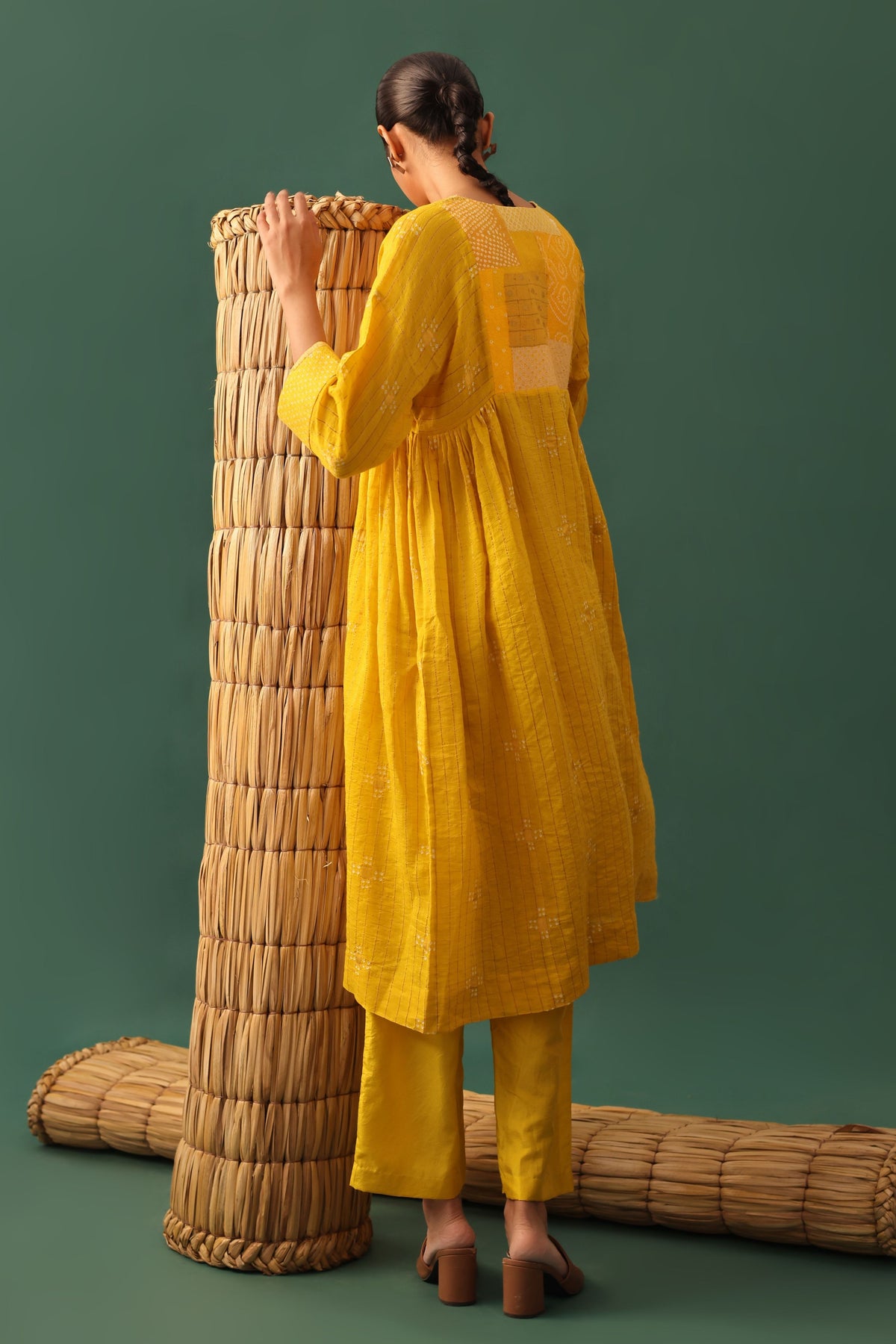 Yellow Chanderi Kurta Set