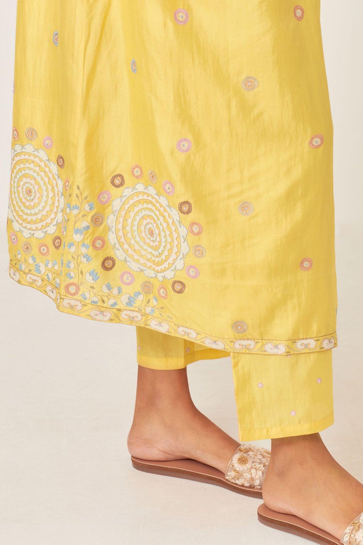 Yellow Silk Kurta Dress Set