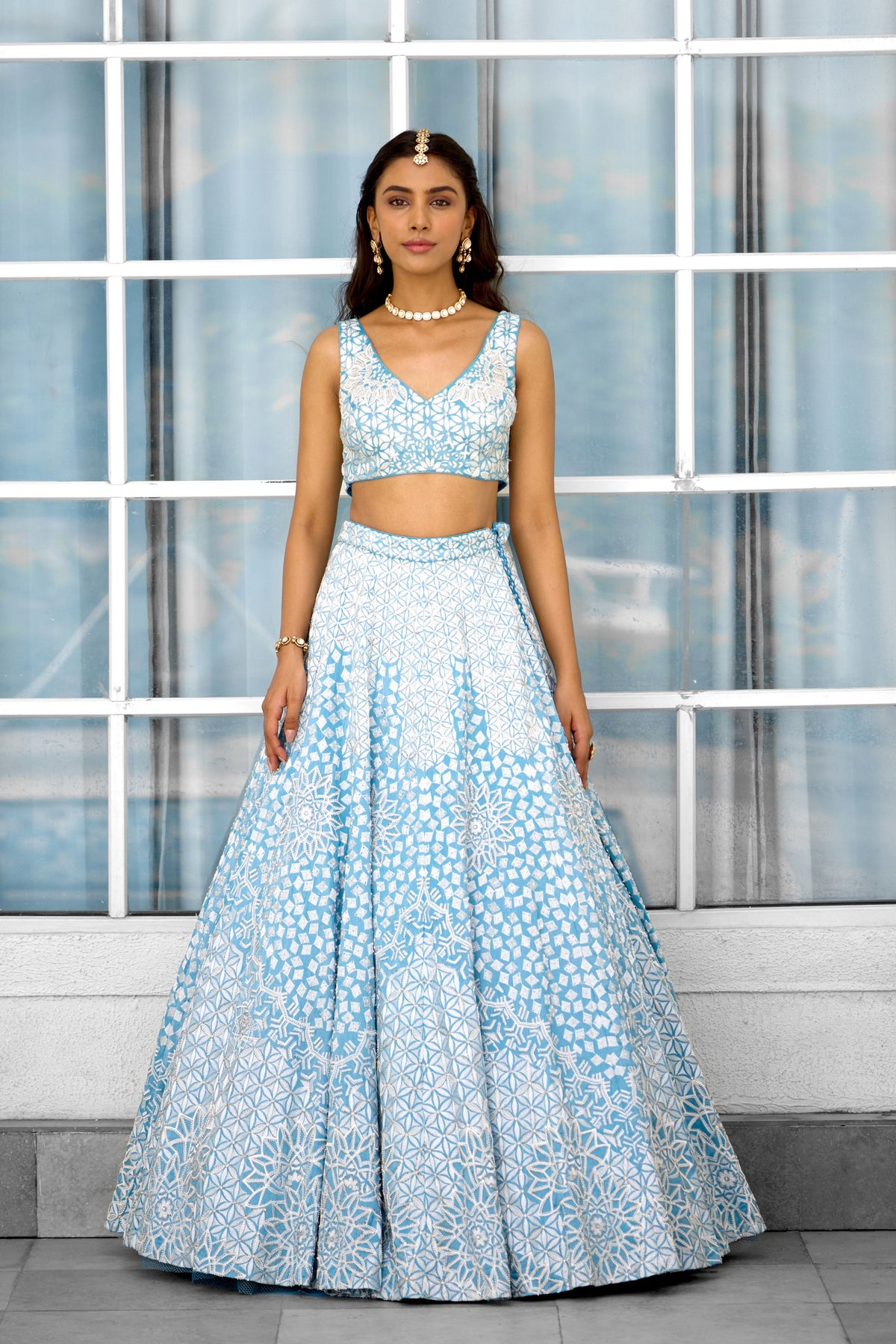 Blue Blossom Lehenga Set