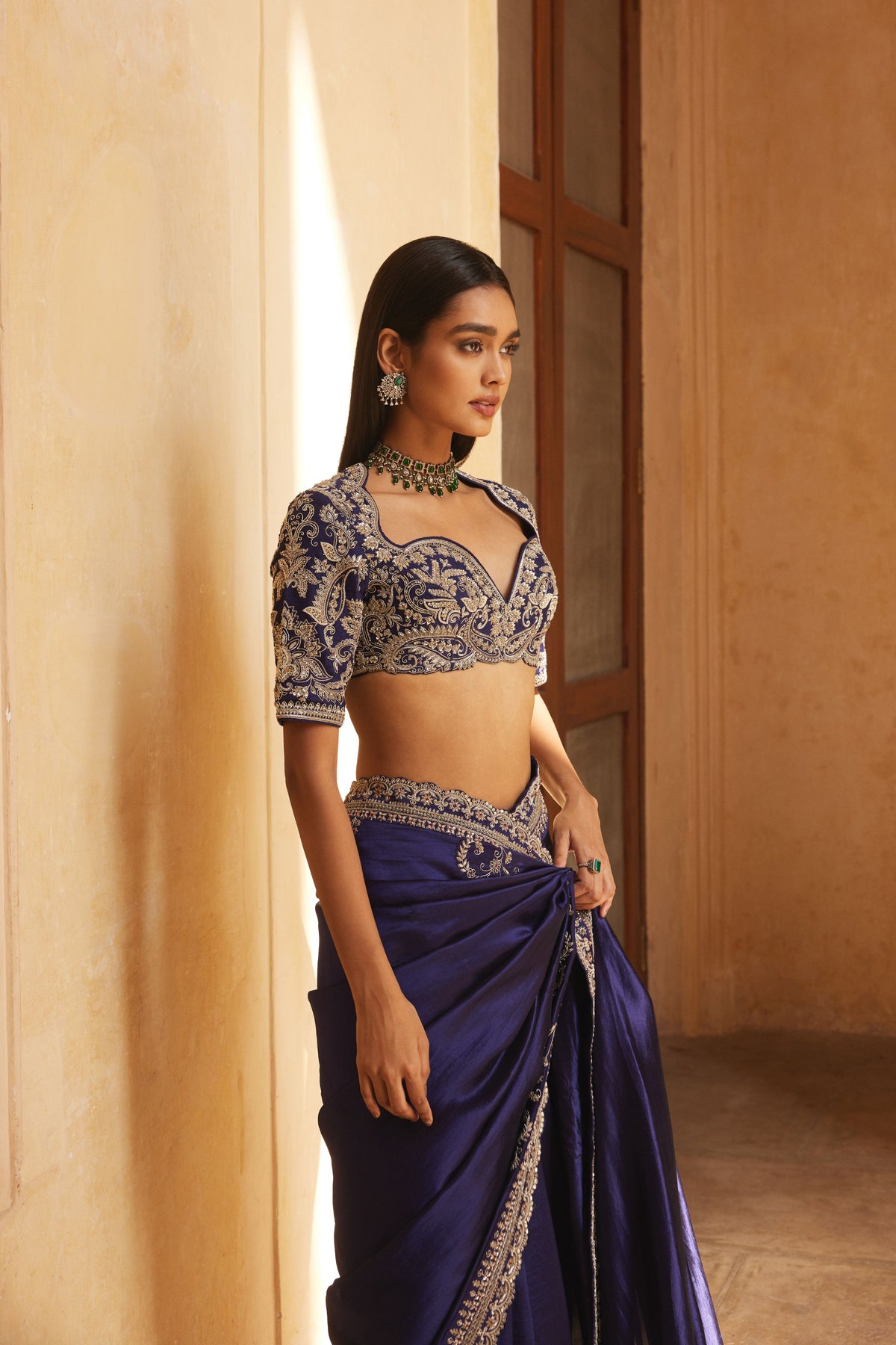 Purple Saree Paired With Blouse