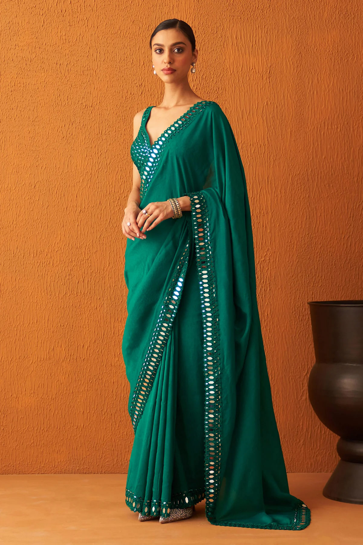 Myrtle Green Silk Saree
