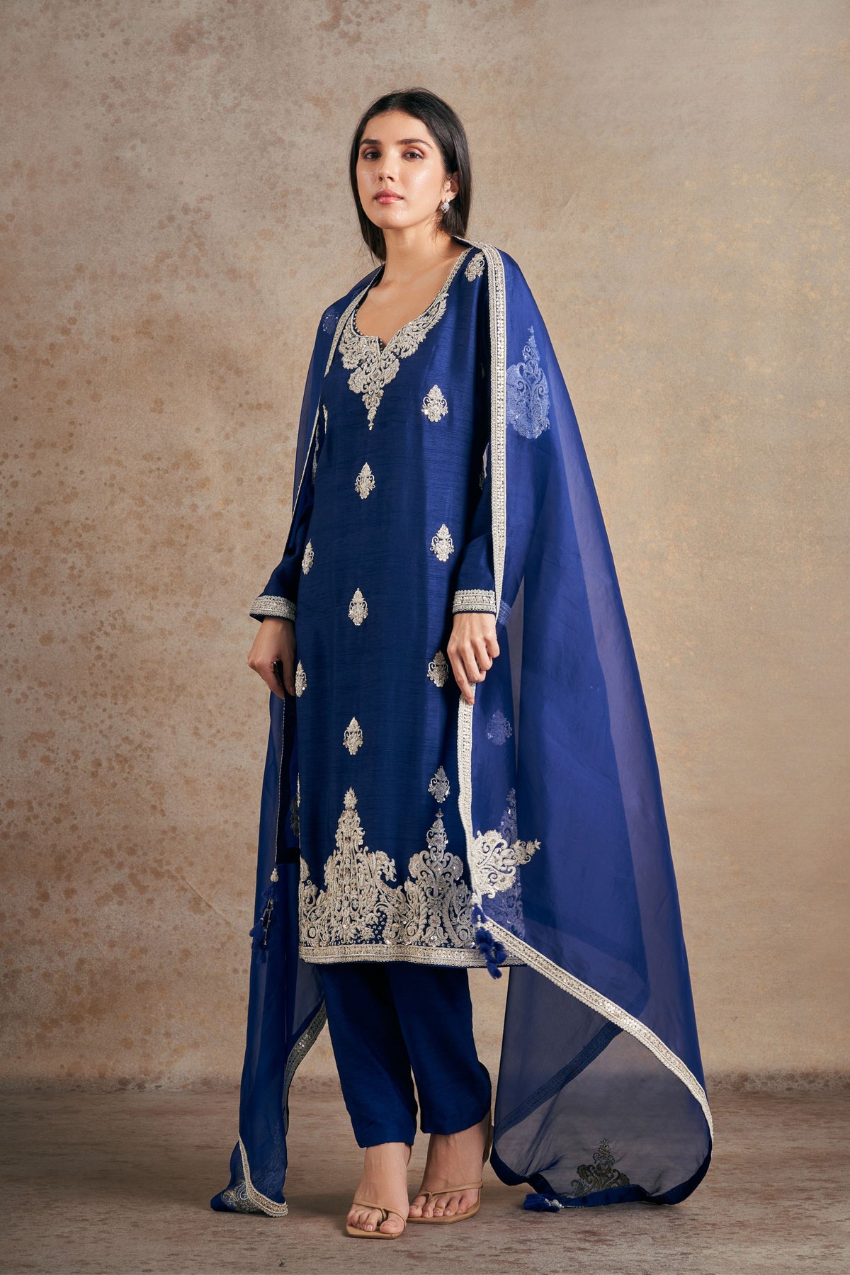 Navy Blue Handwork Kurta Set