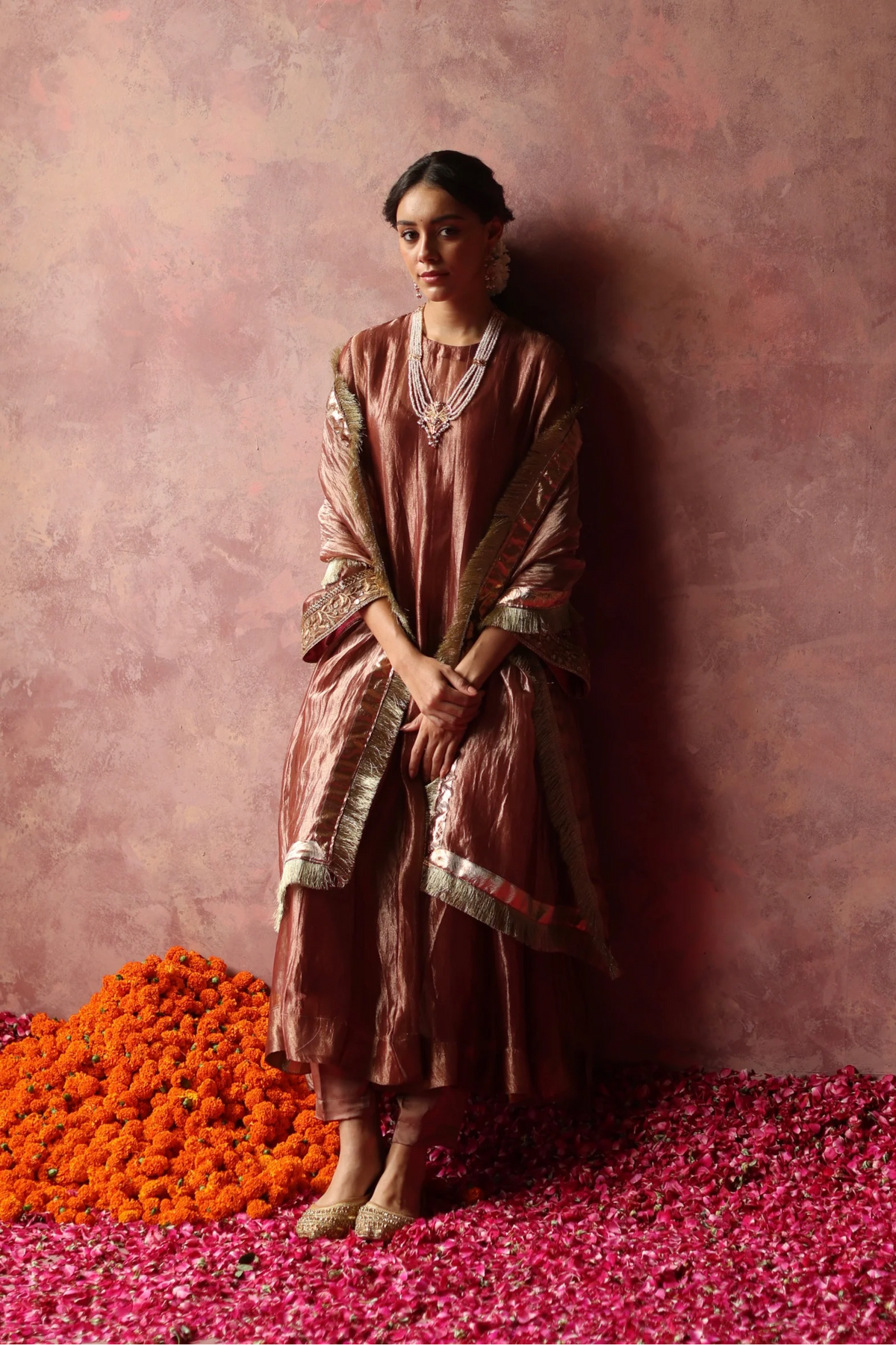 Zaahra Rose Gold Kurta Set