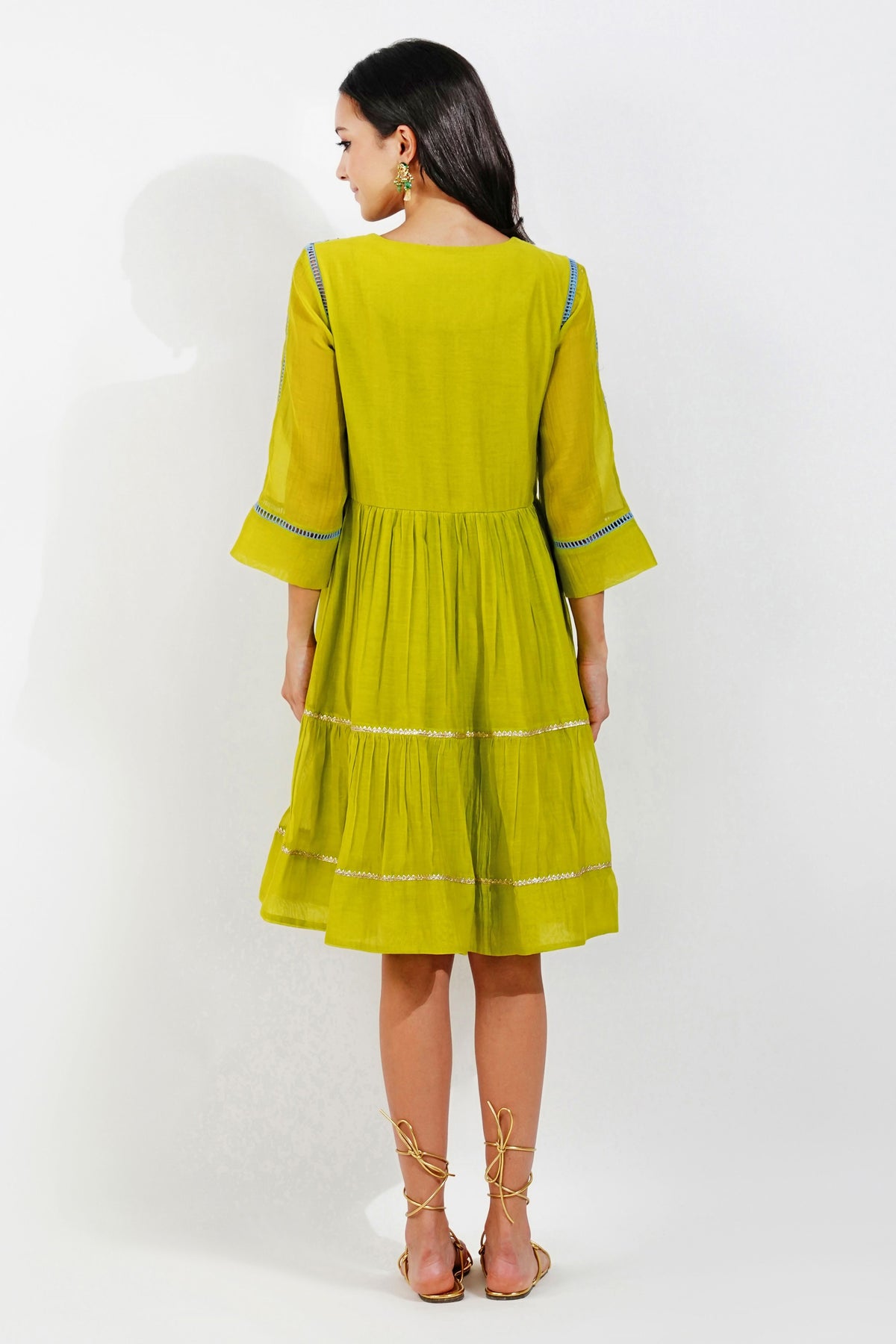 Floral Yoke Tiered Dress