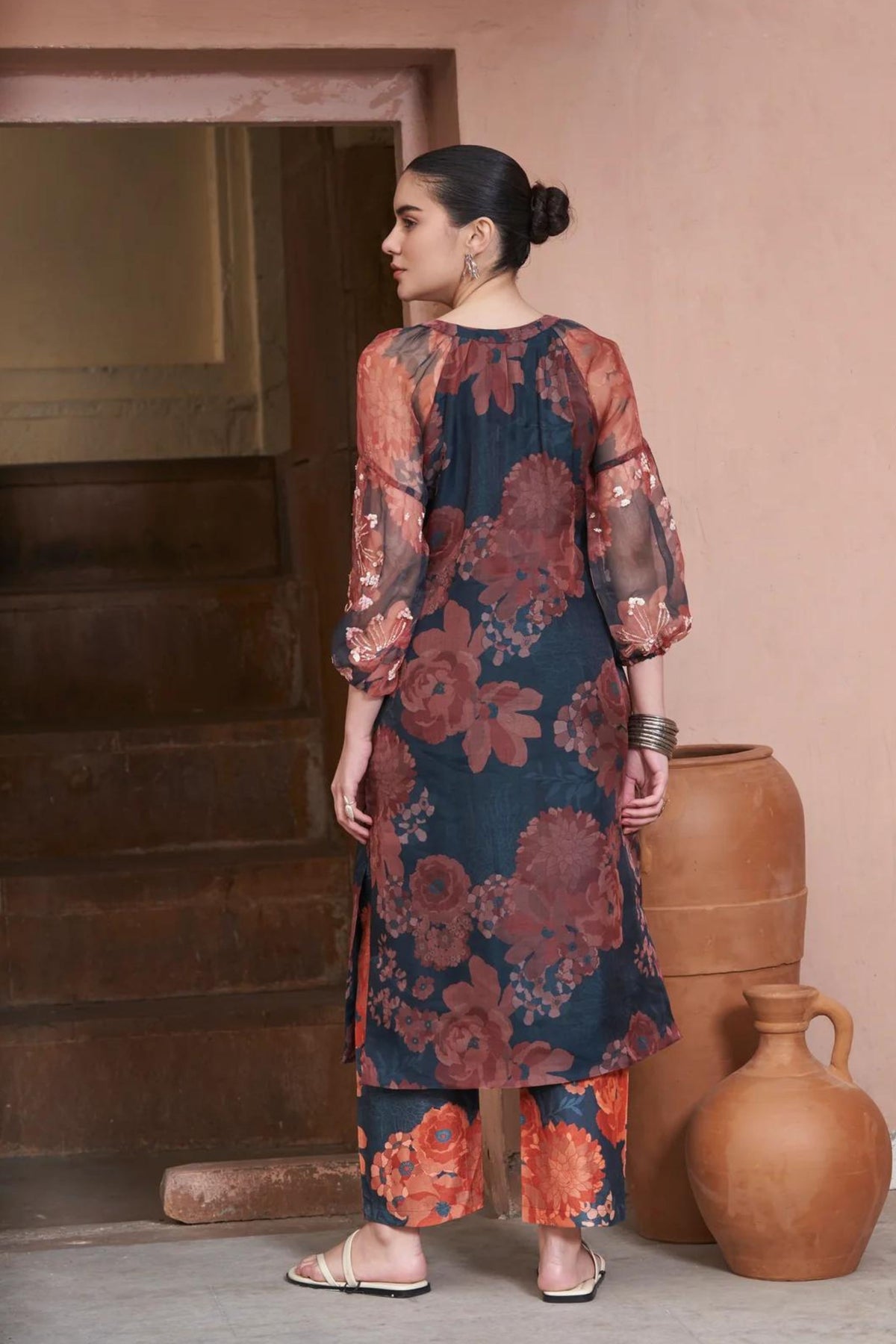 Navy Moroccan Organza Zar Dress
