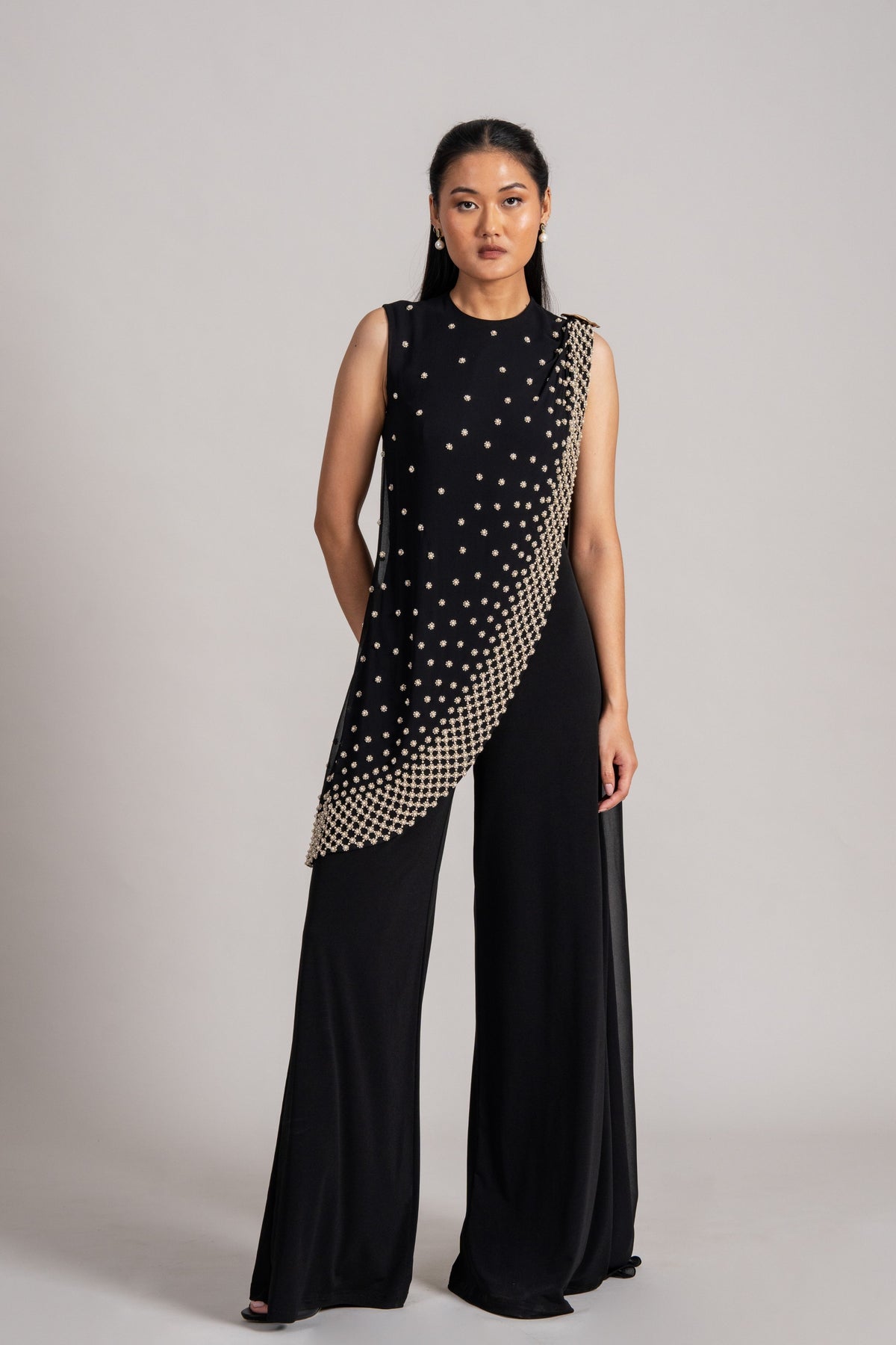 Pearl Meteor Draped Jumpsuit