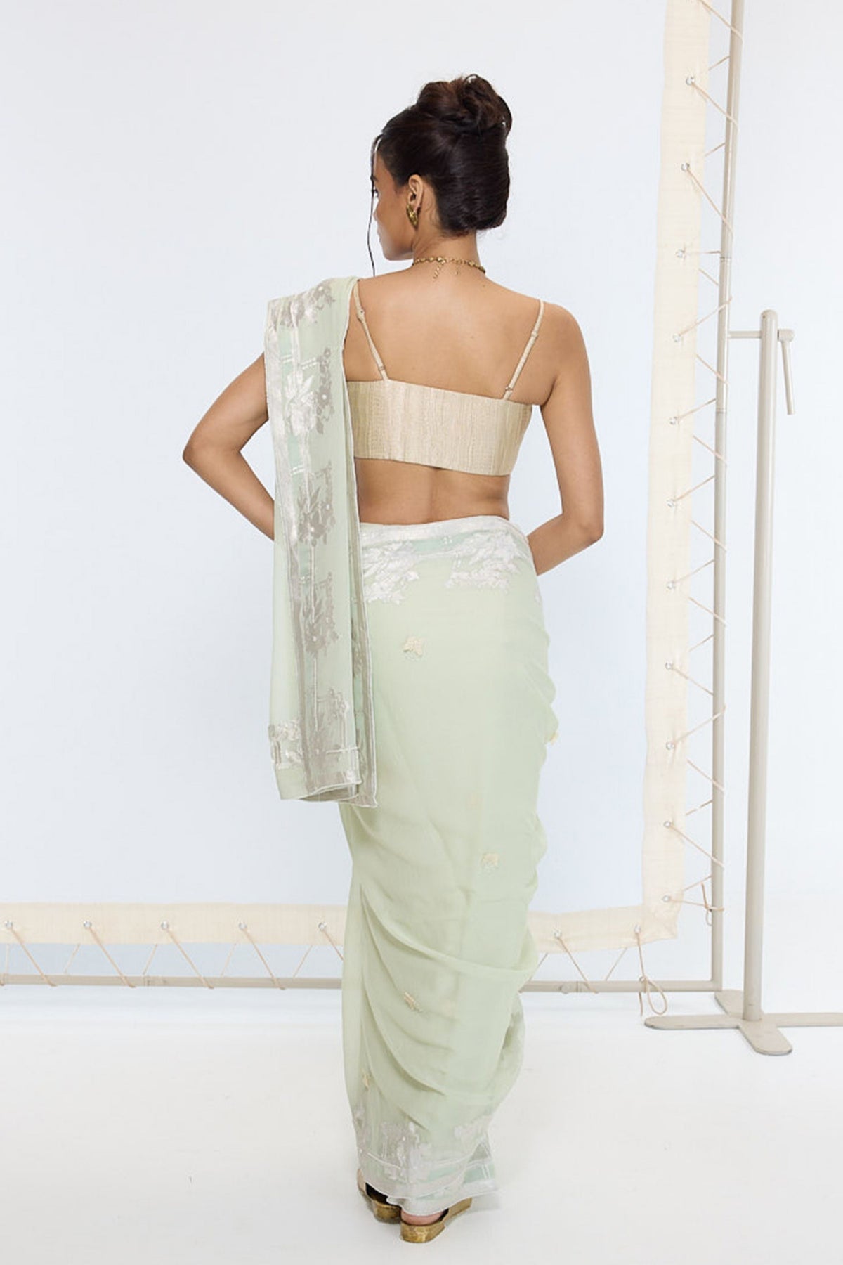 Handwoven Pastel Green Saree