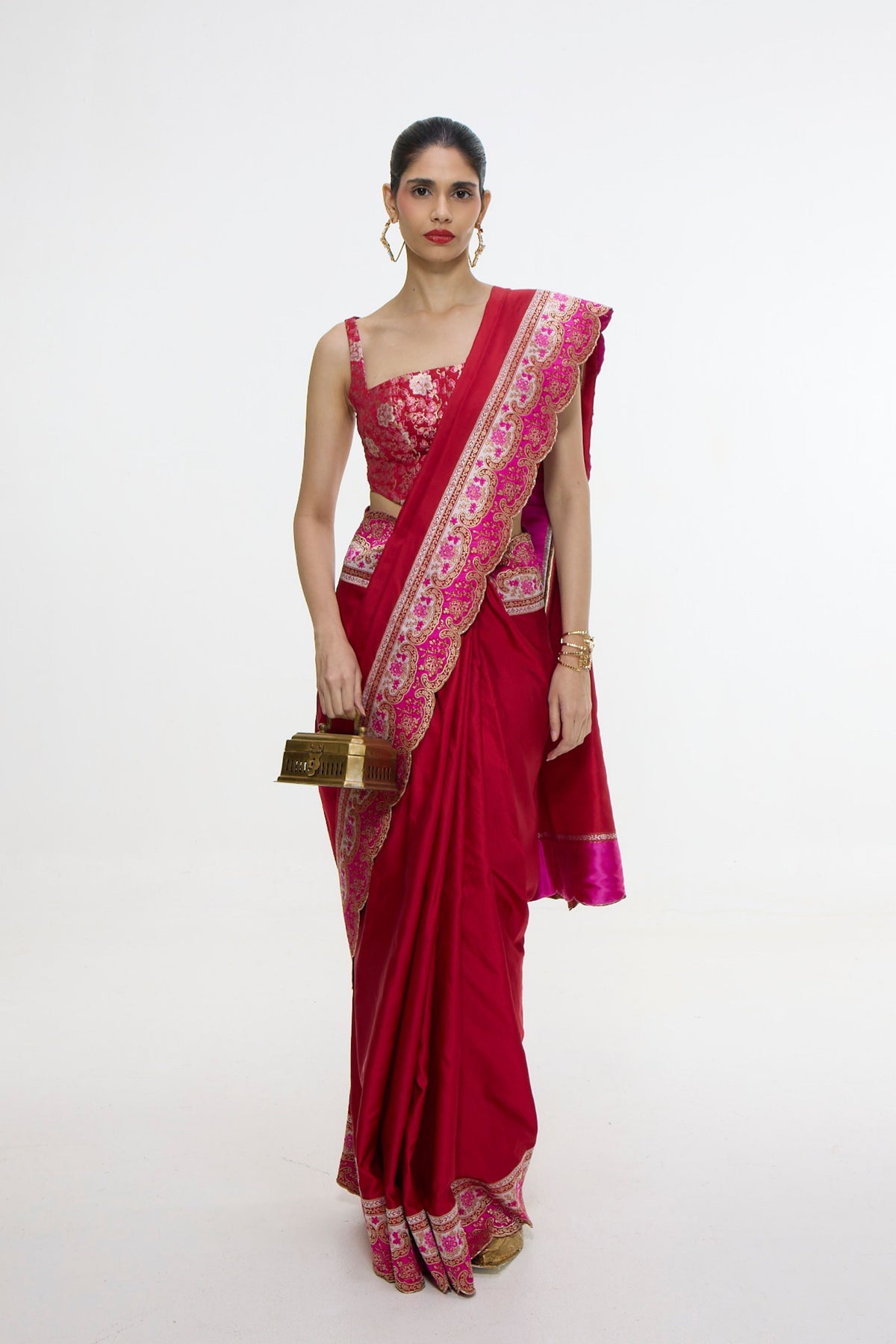 Rose Red Silk Saree