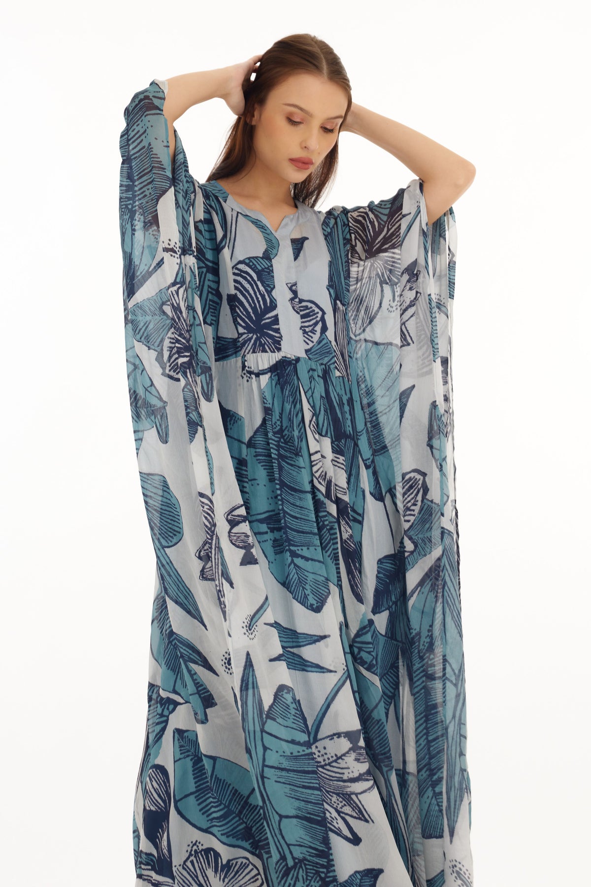 Blue and White Kaftan Dress