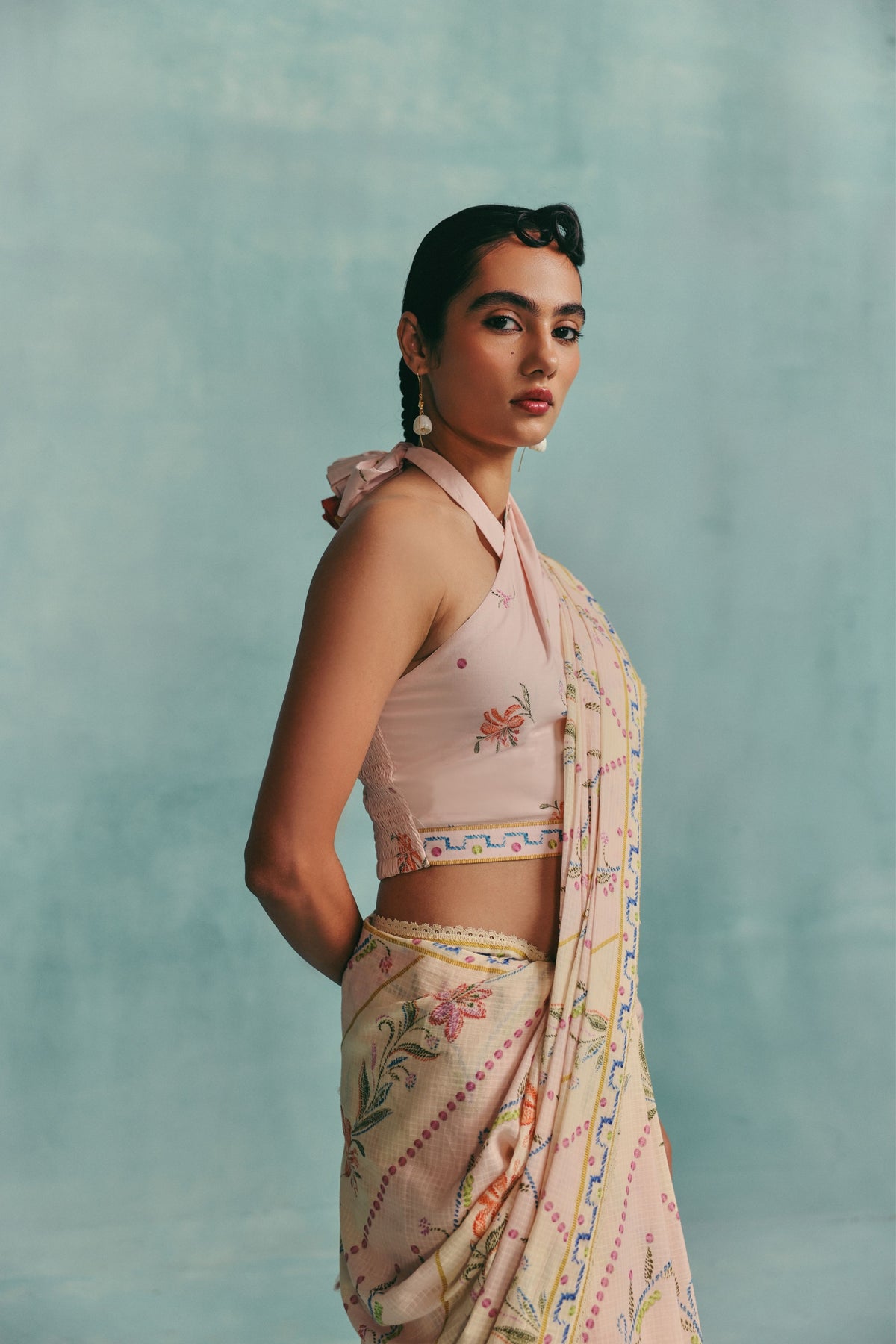 Hibiscus Colourblock Saree