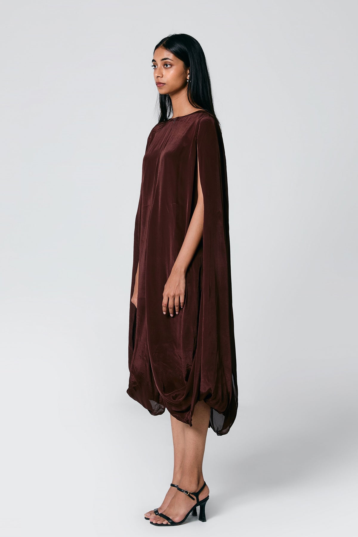 Brown Cowl Dress
