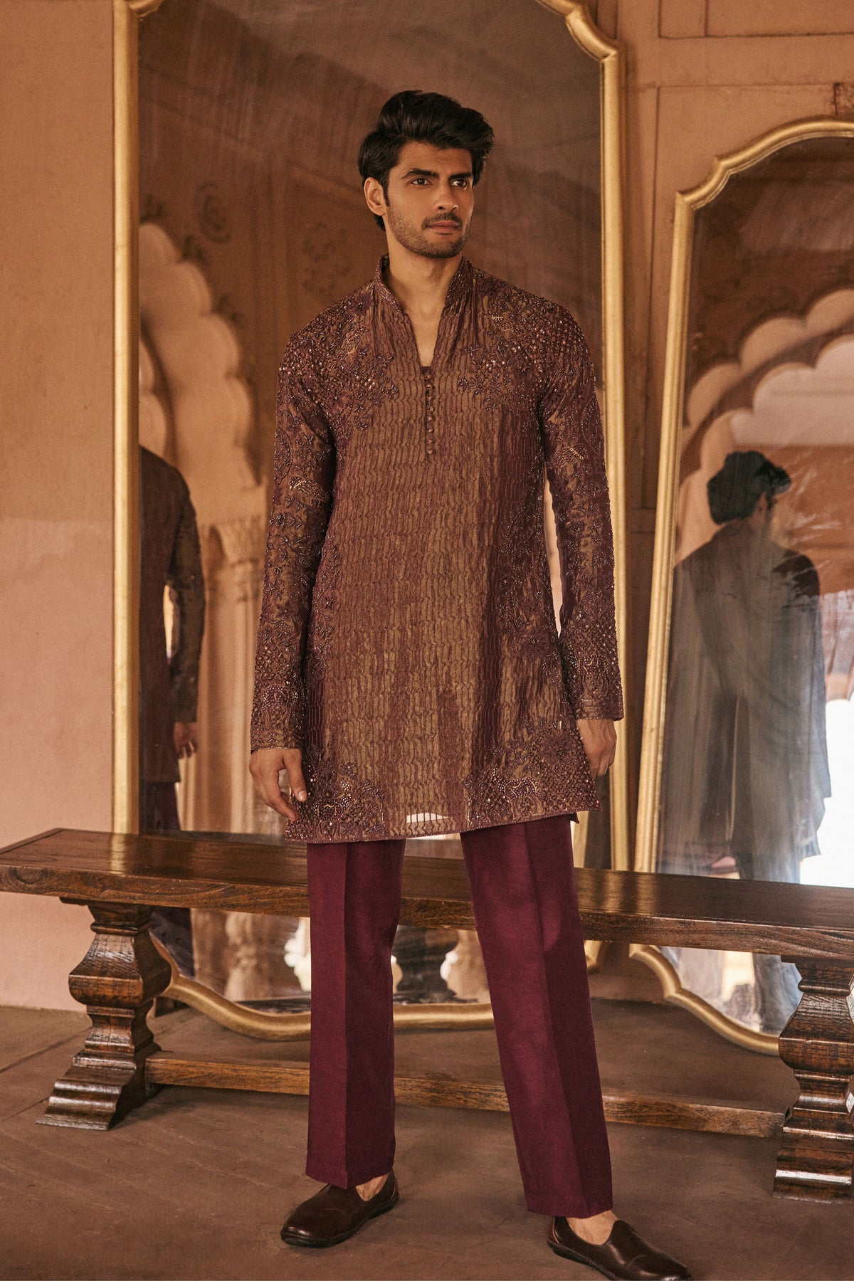 Purple Tissue Kurta Set