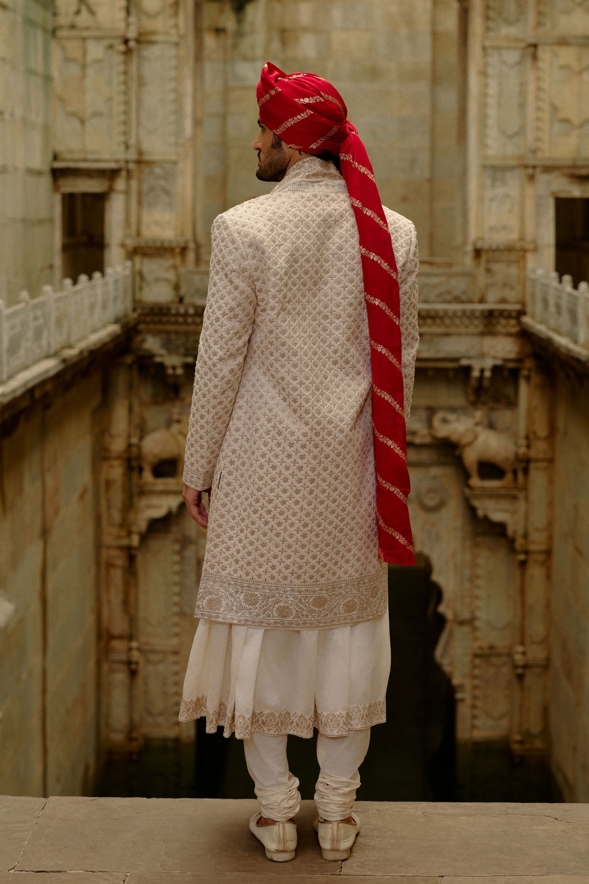 Cream Sherwani Jacket Set