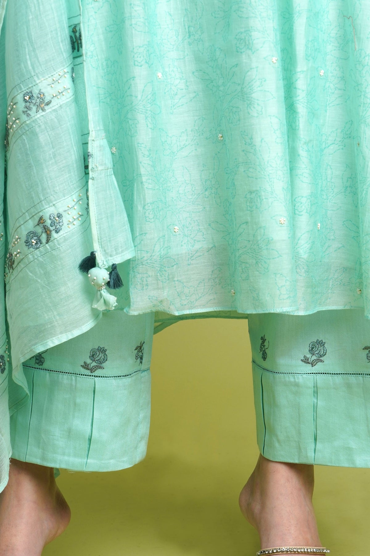 Firozi Block Printed Kurta Set