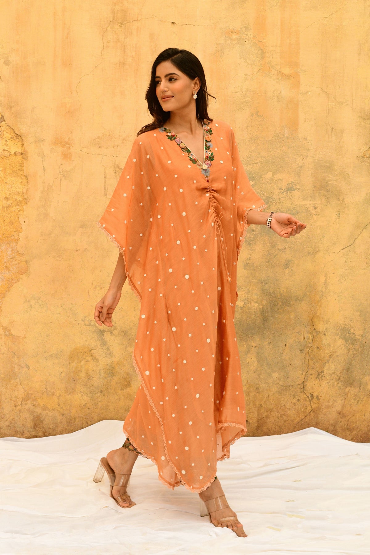 Peach Orchid Heavy Kaftan Set