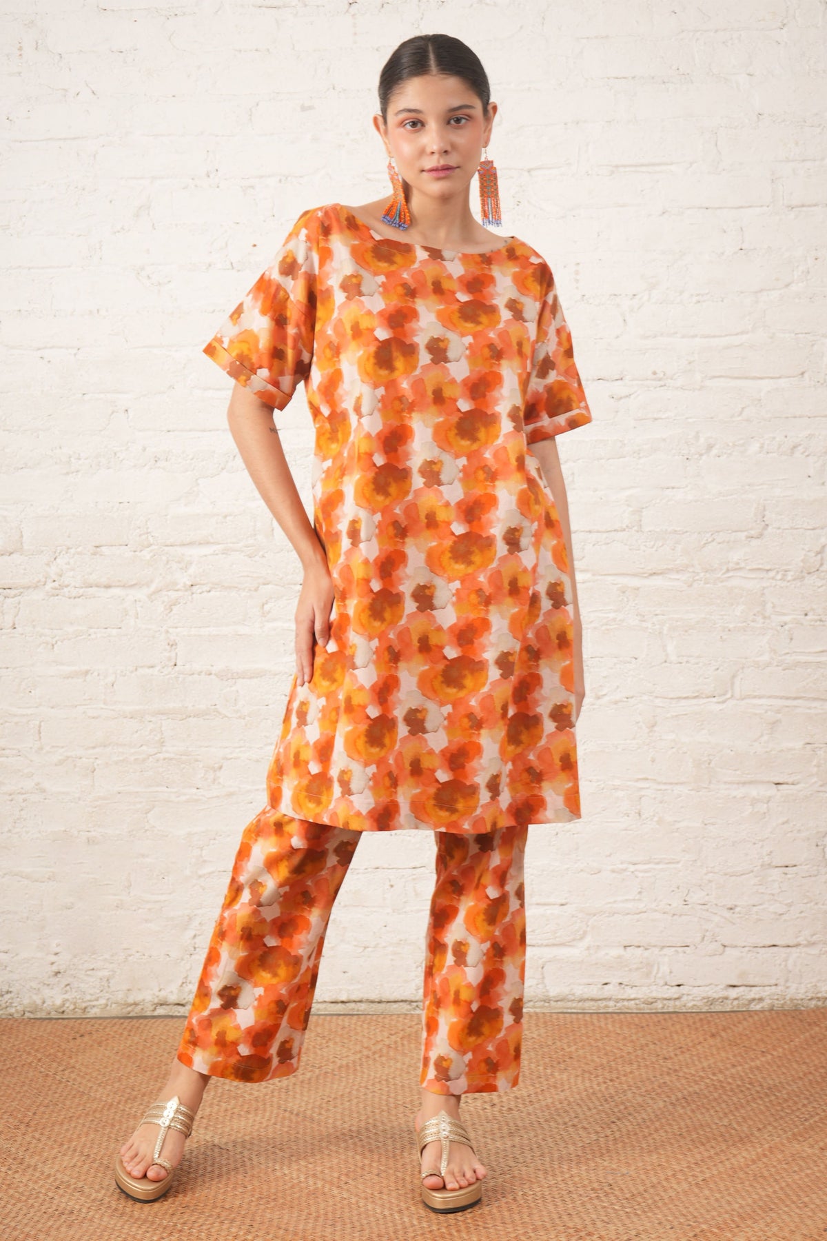 Rust Floral Tunic Set