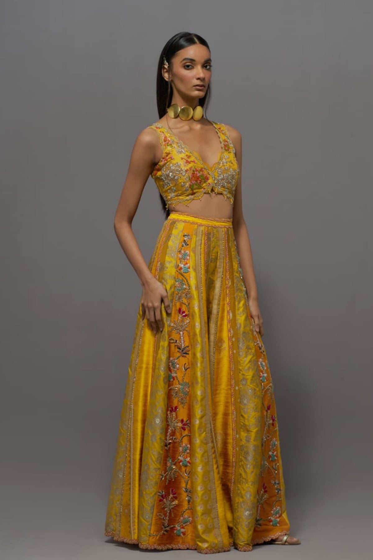 Yellow Embellished Sharara Set