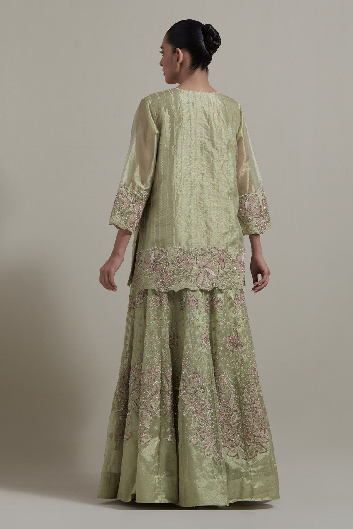 Embroidered Green Skirt Set