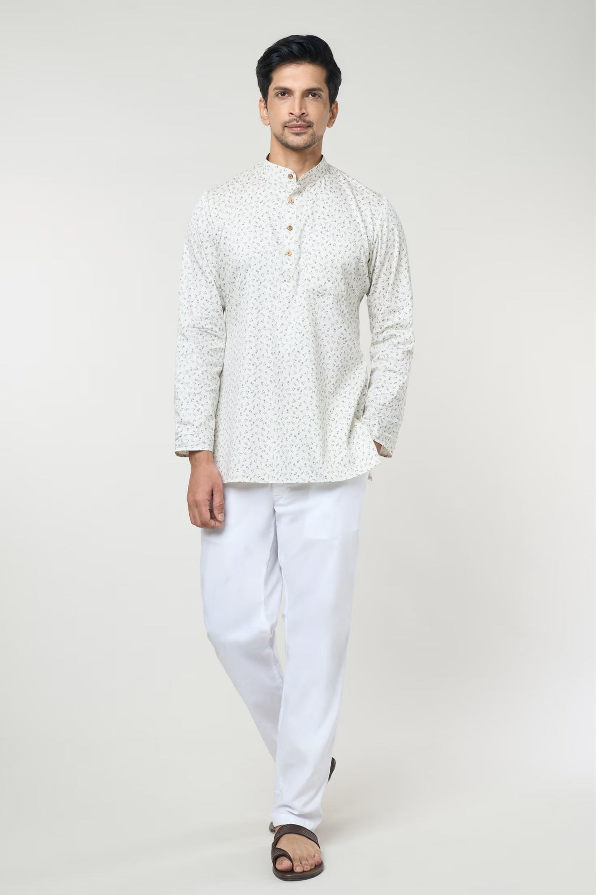 Cream Floral Printed Shirt Set