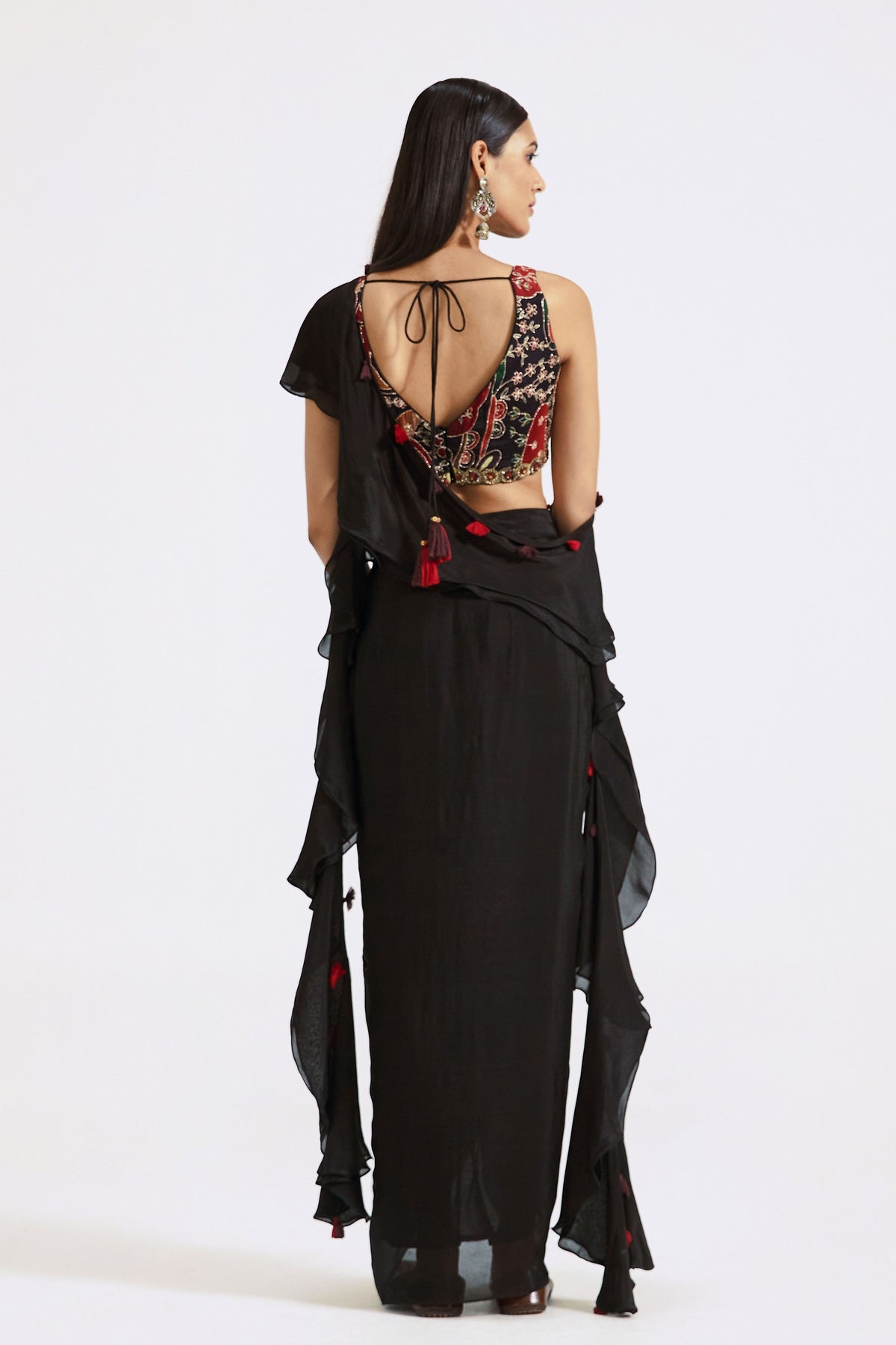Black Draped Skirt Set