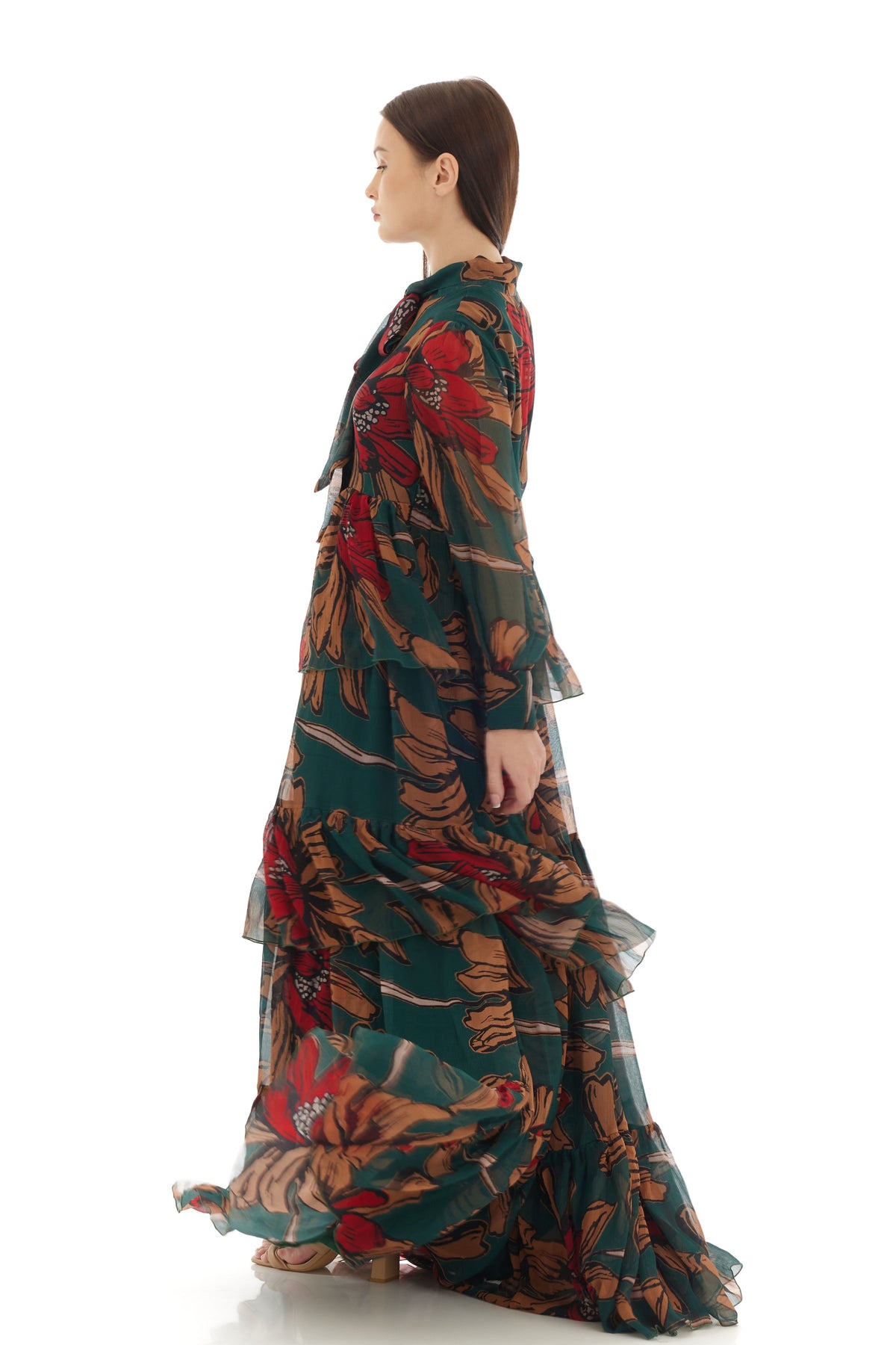 Green and Orange Long Dress