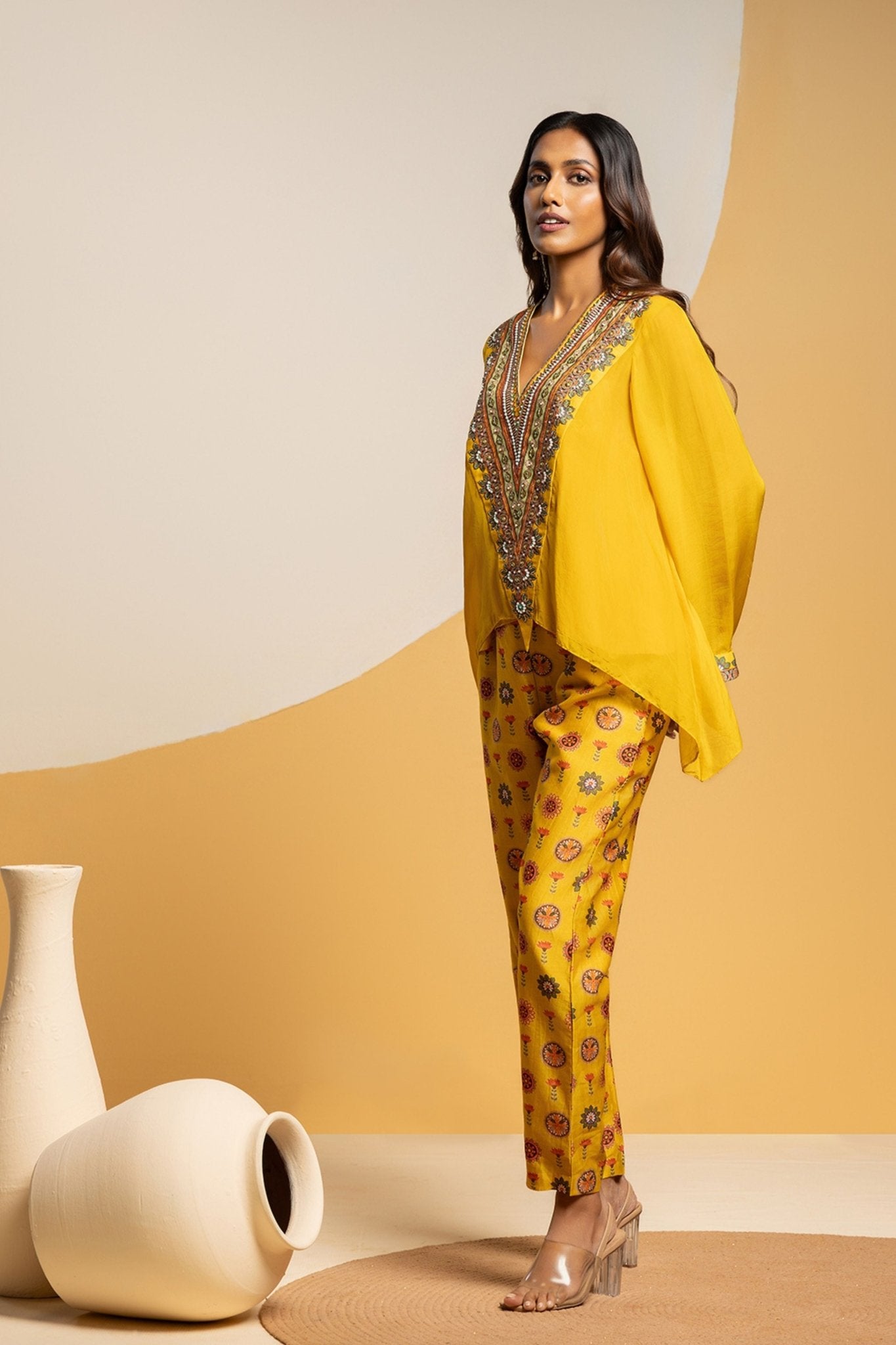 Yellow Asymmetric Co - ord Set - Sougat Paul - Elahe