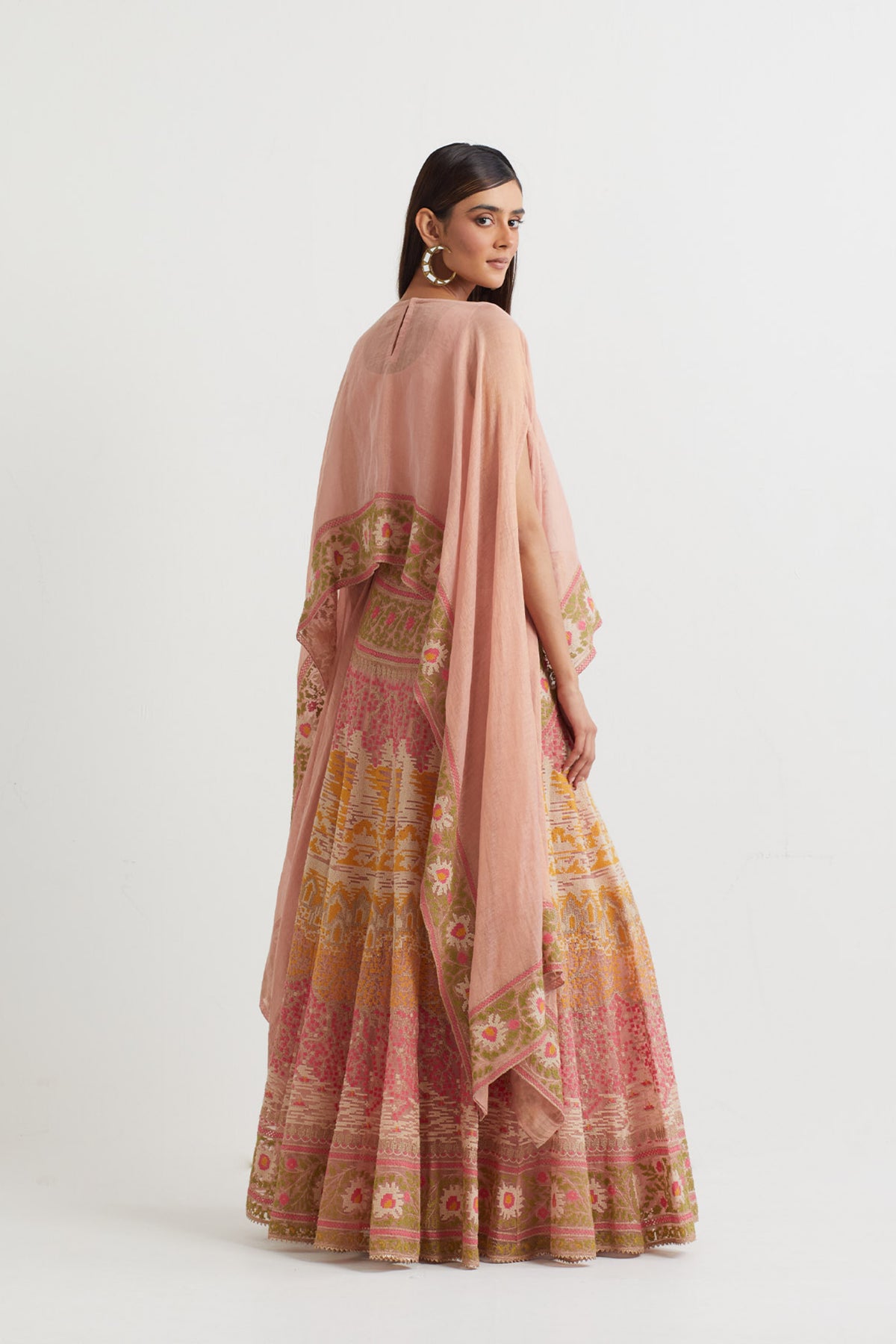 Blush Pink Green Cape Set