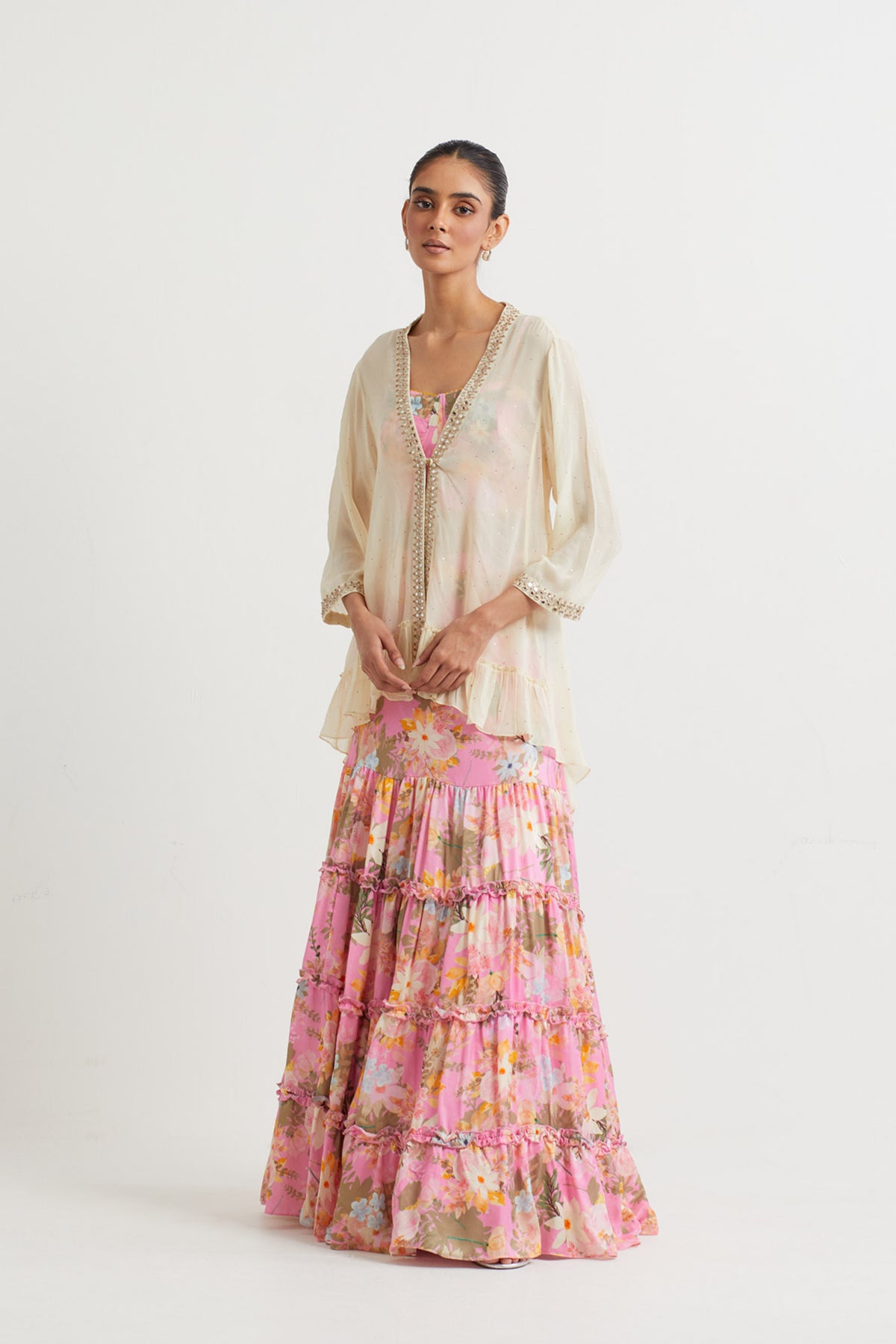 Printed Pink Jacket Set