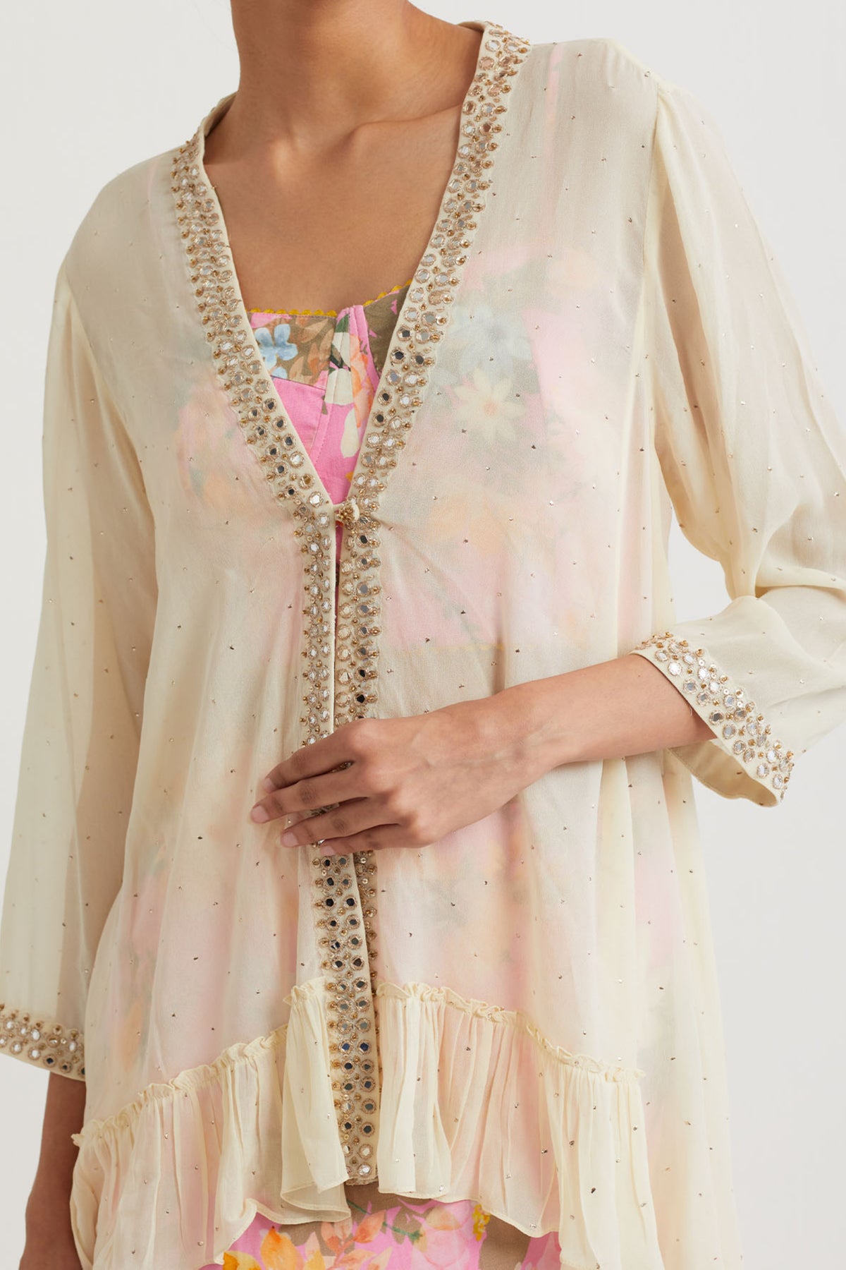 Printed Pink Jacket Set