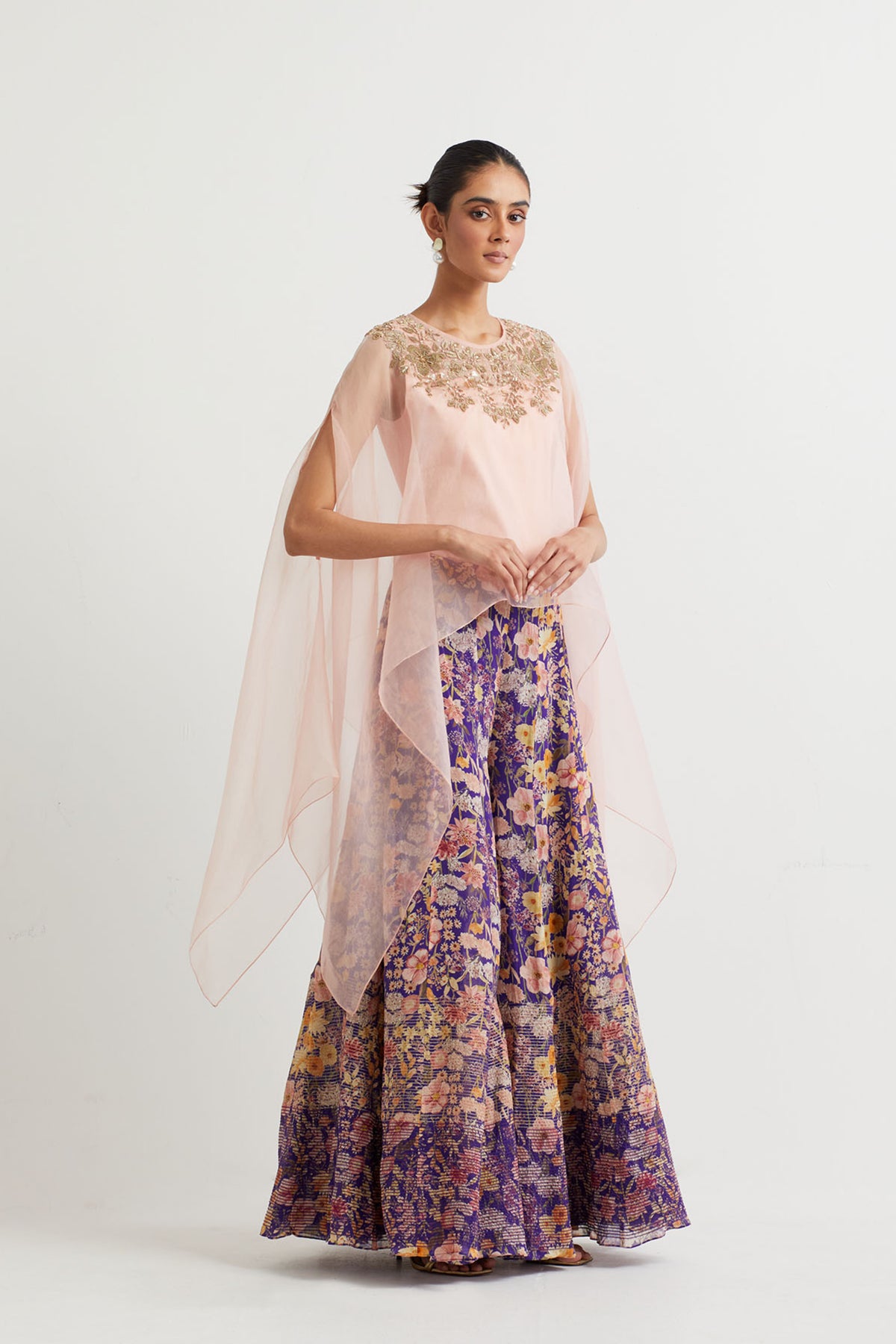 Printed Penelled Sharara Set