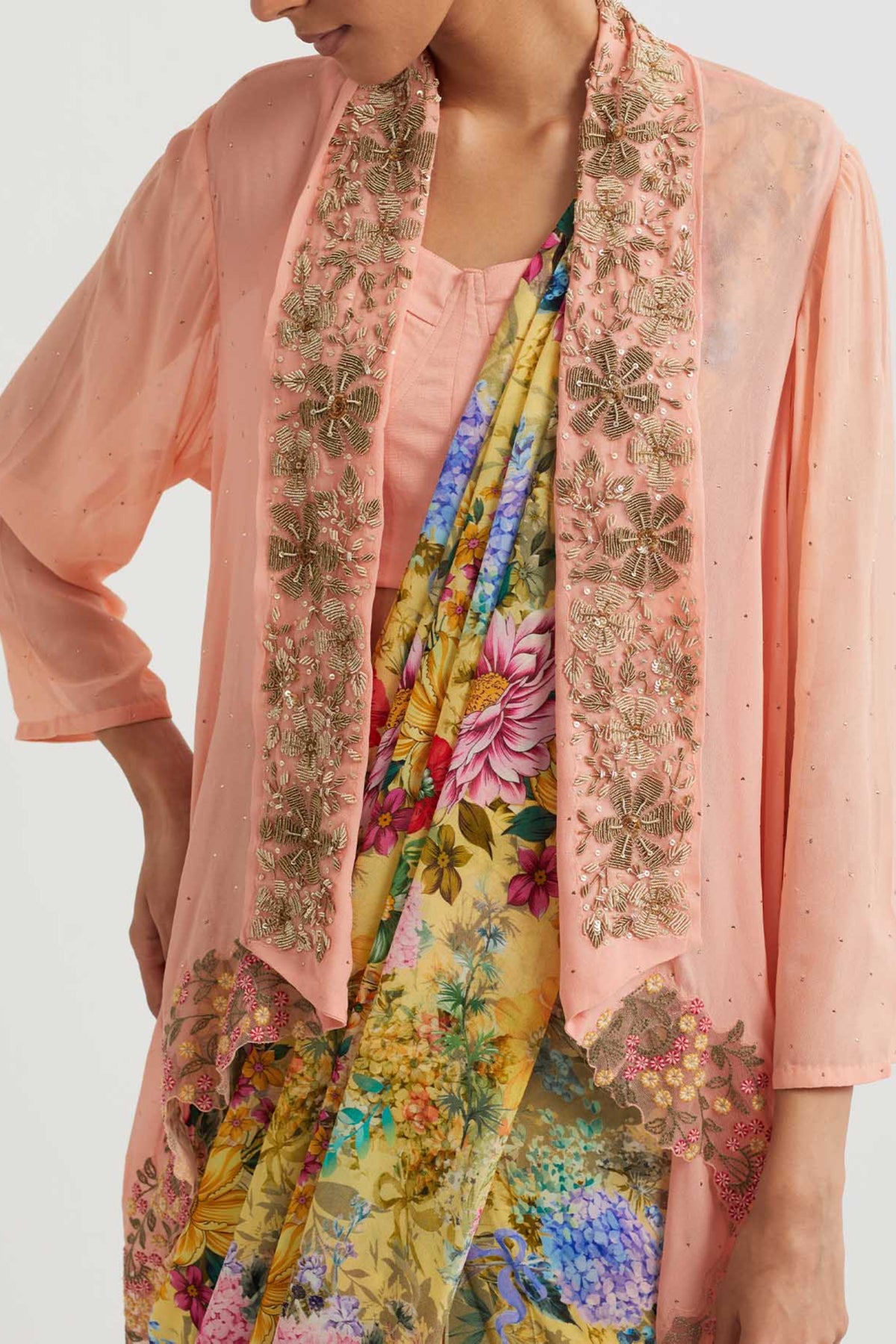 Printed Pre-stitchd Saree Set