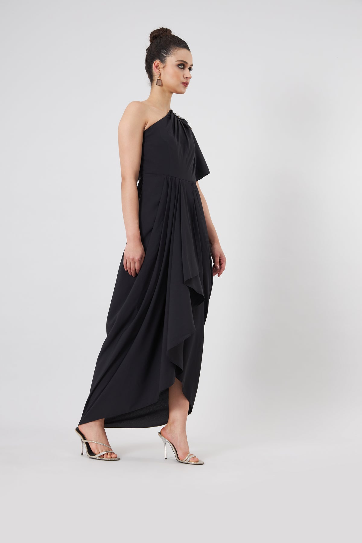 One Shoulder Cocktail Drape Dress