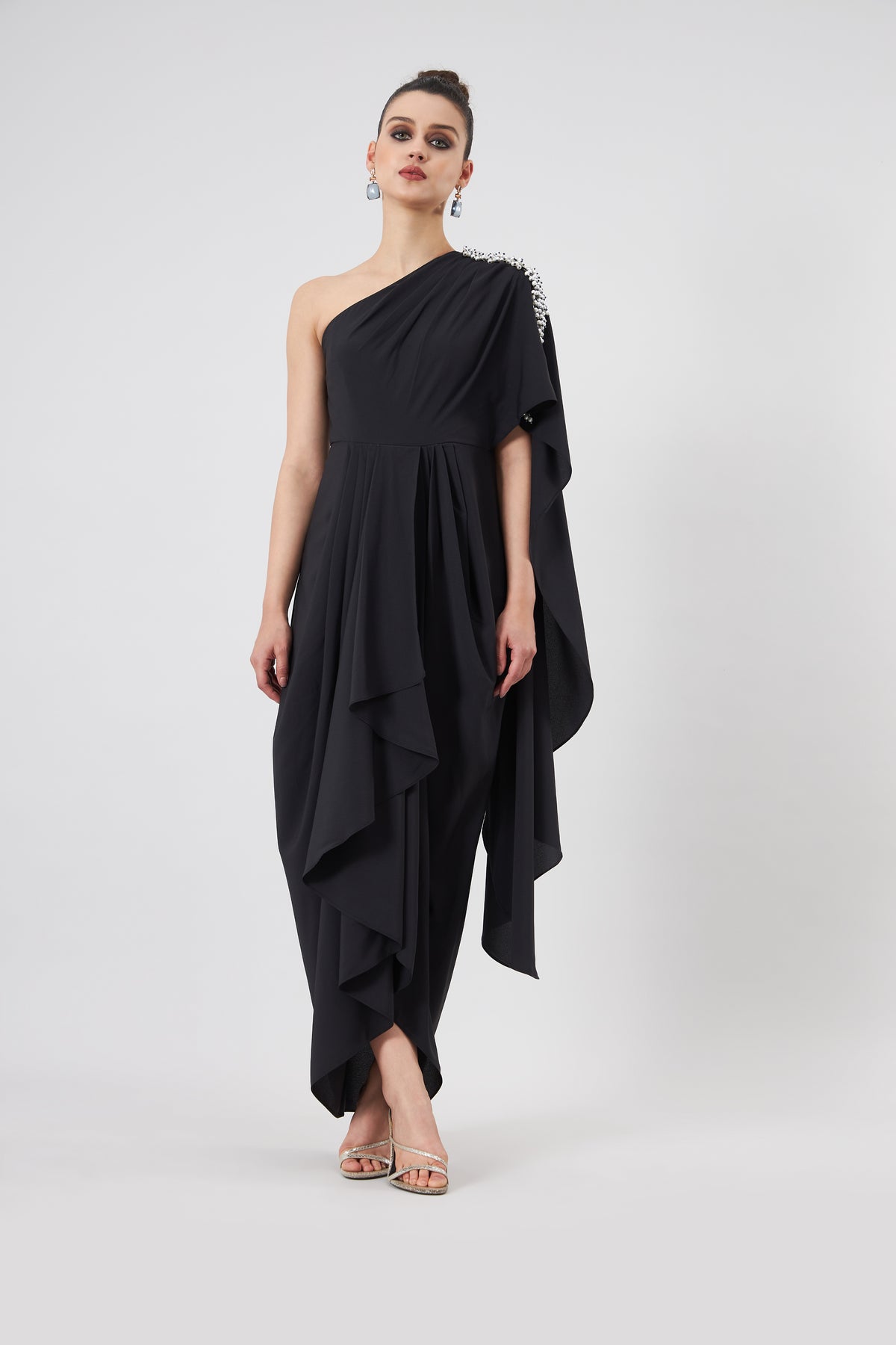 One Shoulder Cocktail Drape Dress