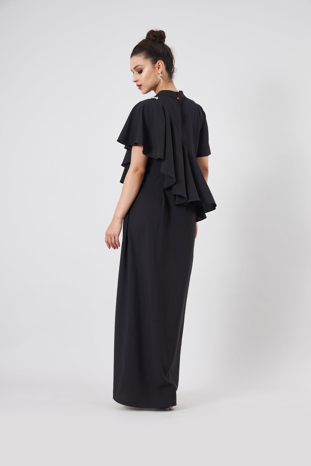 Noir Cascade Drape Dress