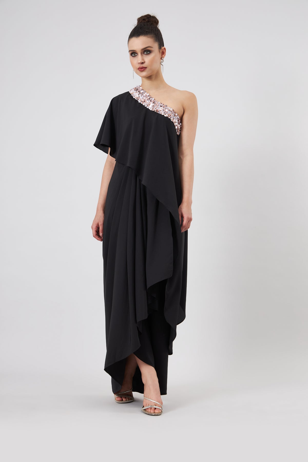 One Shoulder Drape Dress